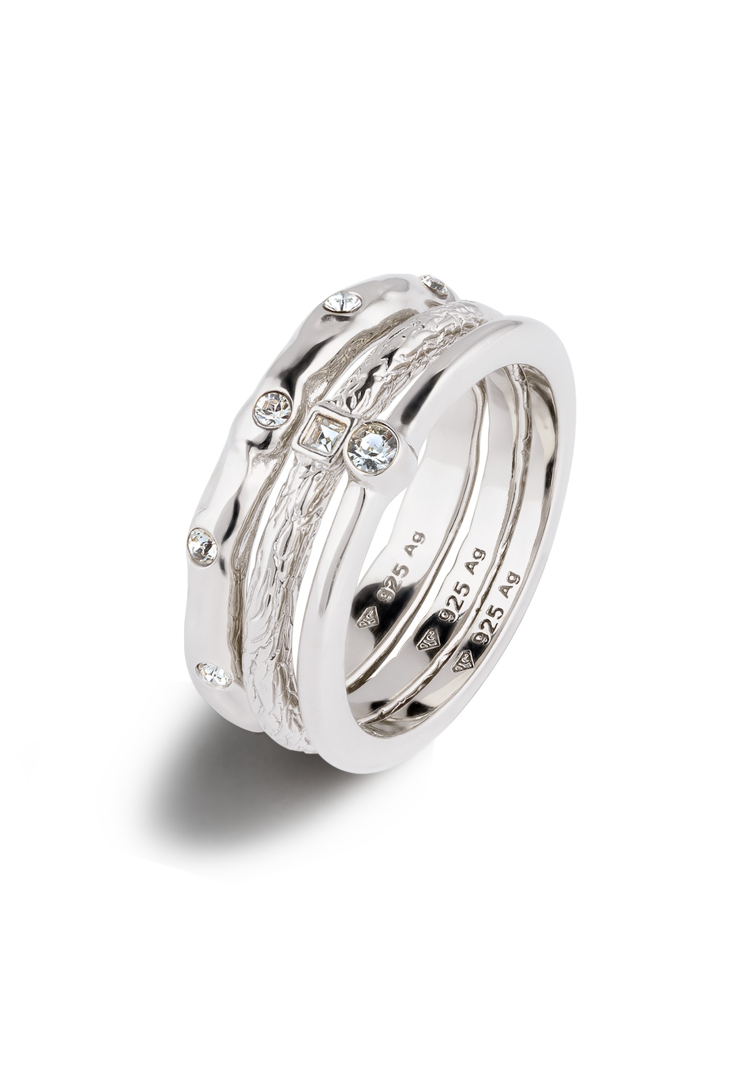 Elli Ring-Set »Ring Ringset Weiß (3 tlg.) 925 Sterling Silber, mit Kristallen von Swarovski®«