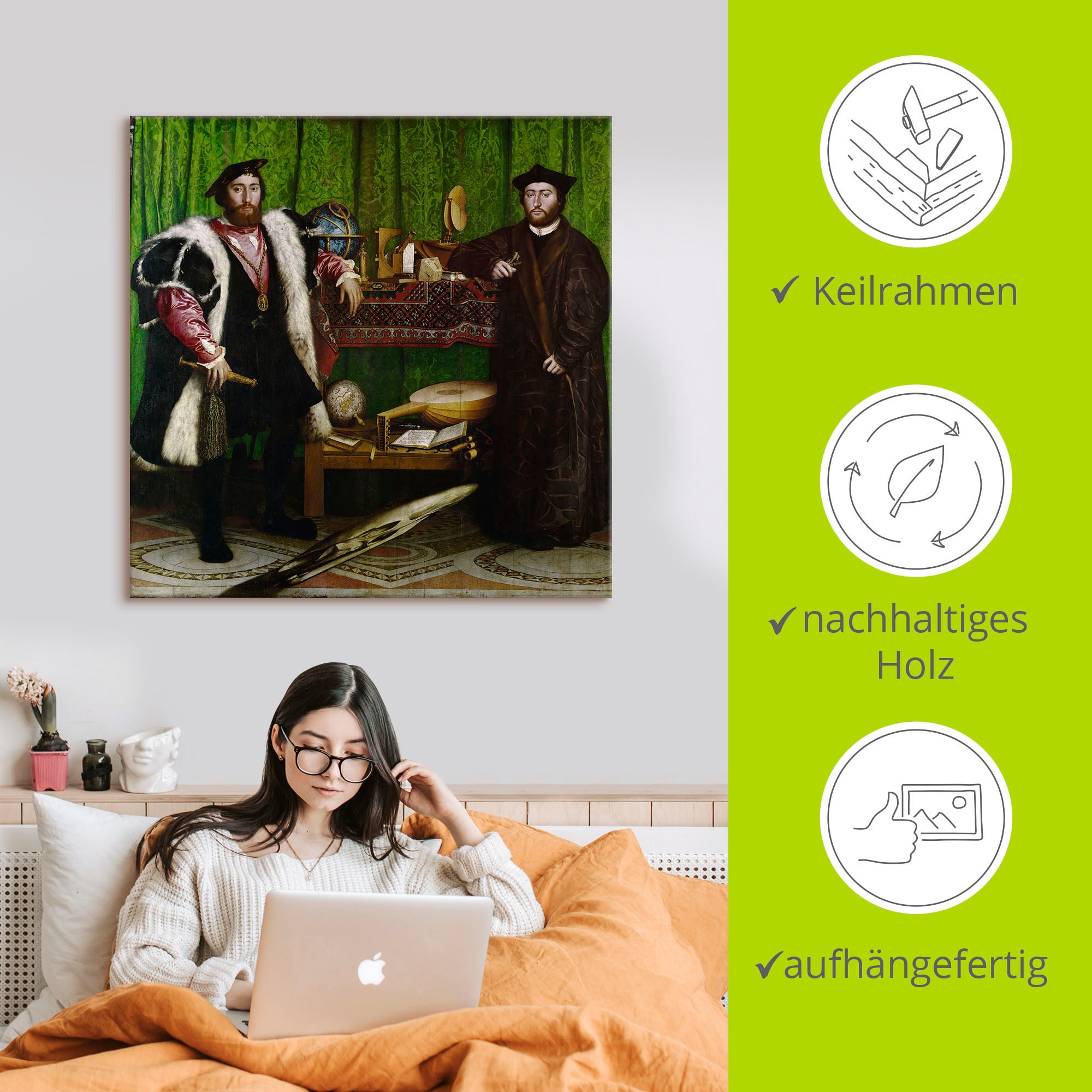 Artland Leinwandbild »Die Gesandten. 1533«, Mann, (1 St.), auf Keilrahmen gespannt