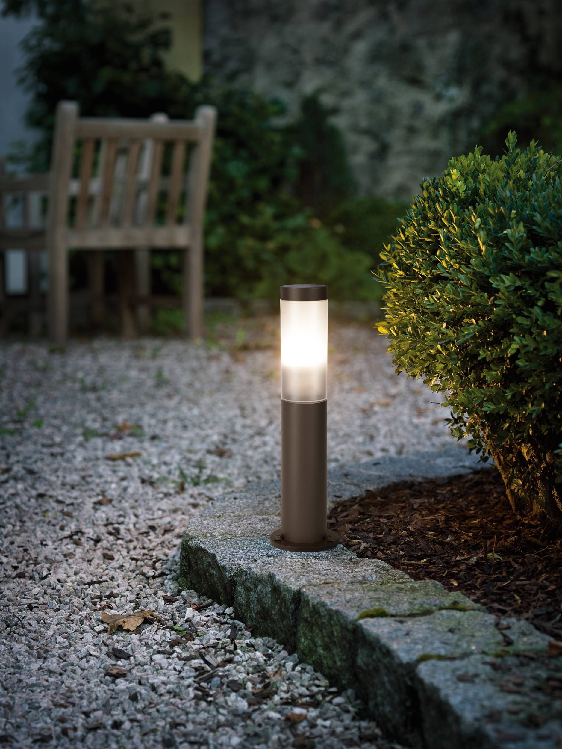 EGLO Sockelleuchte »Helsinki Sockelleuchte, Außenleuchte stehend, Edelstahl, E27, IP44« E27 1 Stk. Stehleuchte - H45 x Ø7,5 cm - rostbraun - 1X15W exkl.