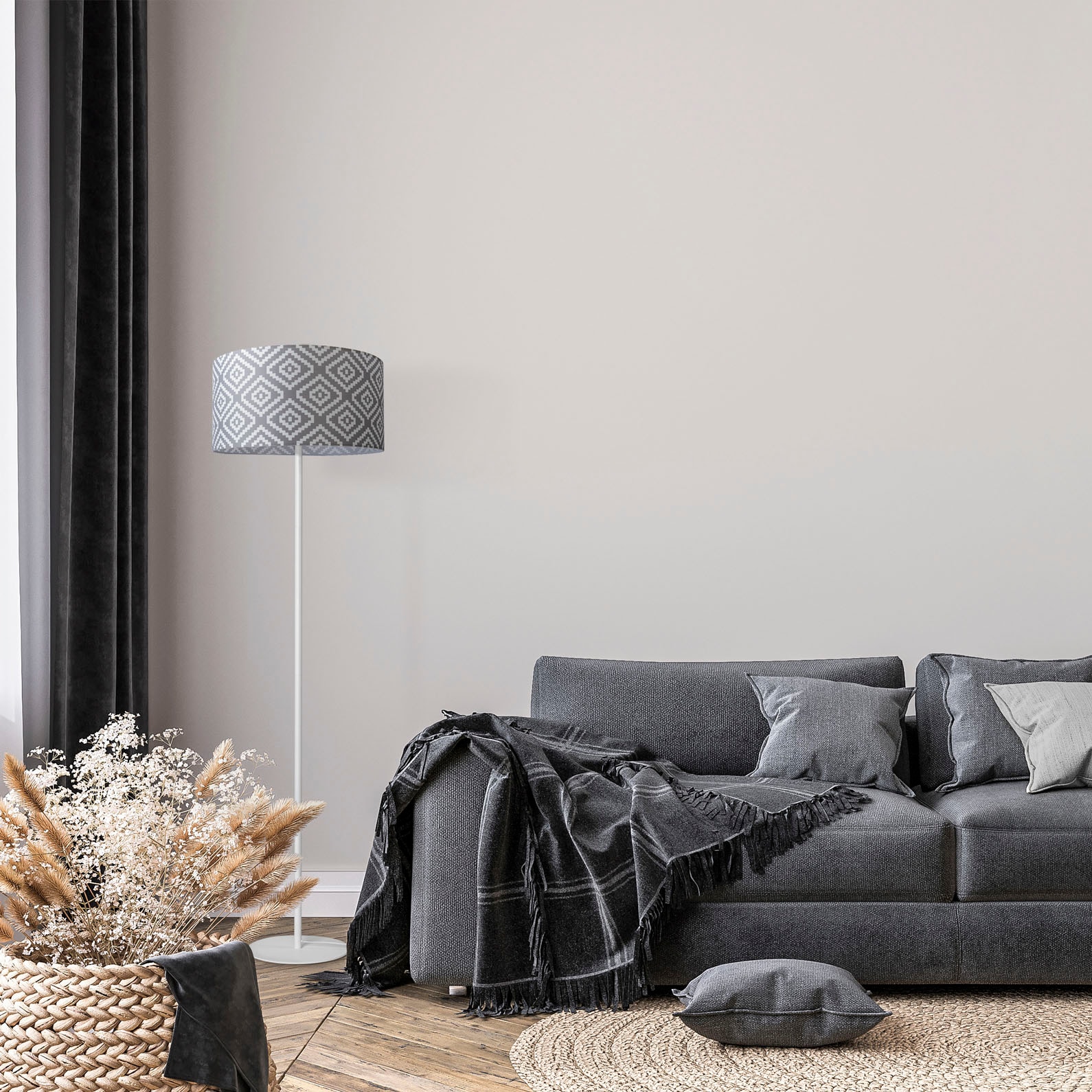 Paco Home Stehlampe »Luca Stella« E27 Standleuchte Stoff Lampenschirm Retro Vintage E27 Textilschirm