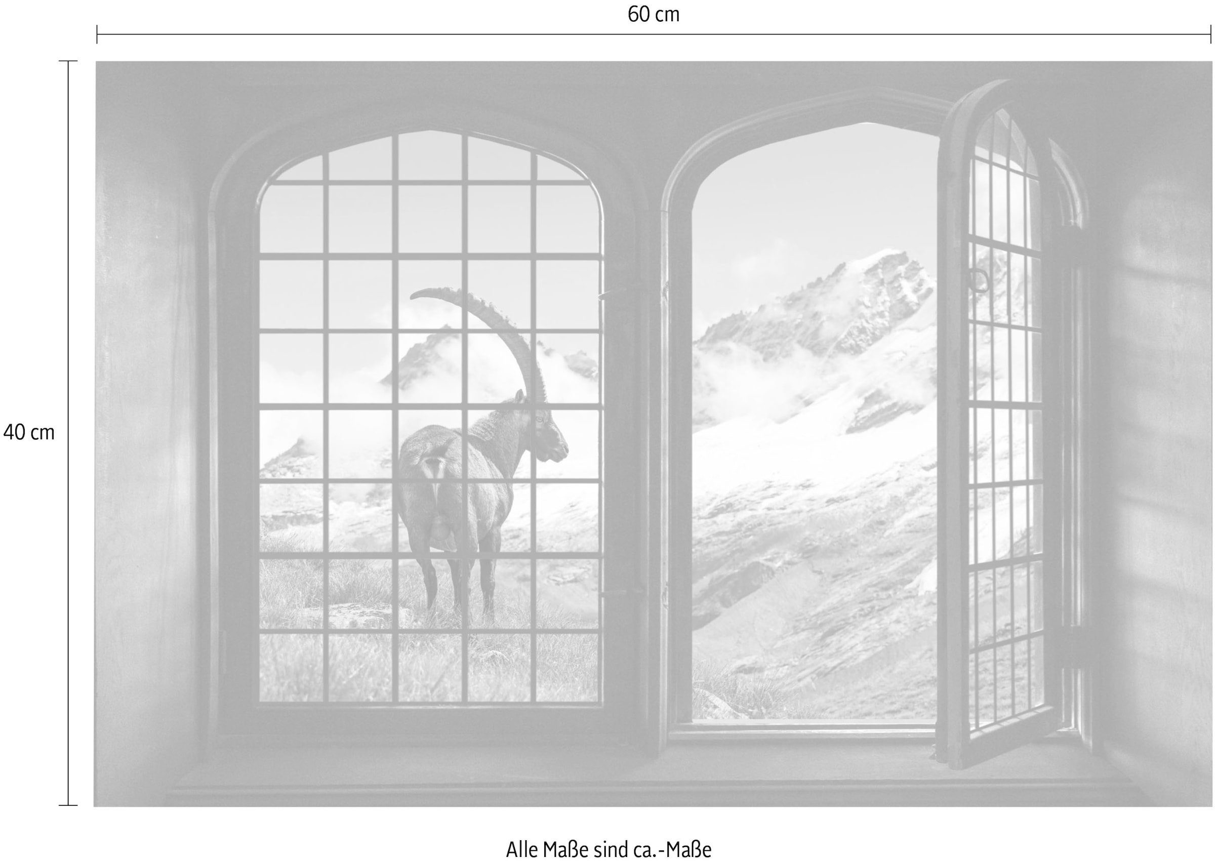 queence Wandsticker »Die Berge« Wandsticker, Wandbild, selbstklebend, 3D, Fenster