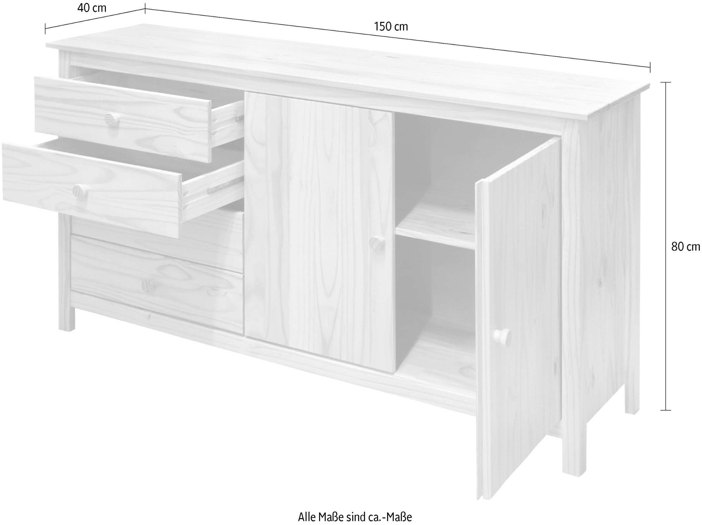 Möbilia Sideboard »Chur« Kommode aus Massivholz Kiefer