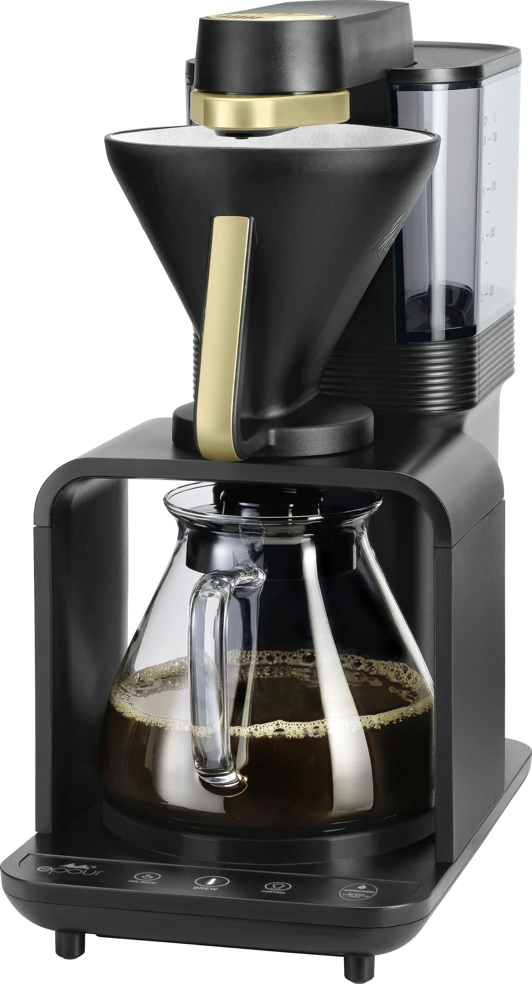 Melitta Filterkaffeemaschine »epour® 1024-12«, 1 l Kaffeekanne, Papierfilter, 1x4, Schwarz/Gold