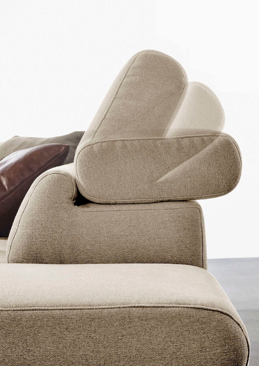 W.SCHILLIG Ecksofa »finn, Designsofa mit tollem Sitzkomfort, bequem, L-Form«, German Design Award 2016, Fußgestell Nussbaum natur, Breite 281 cm