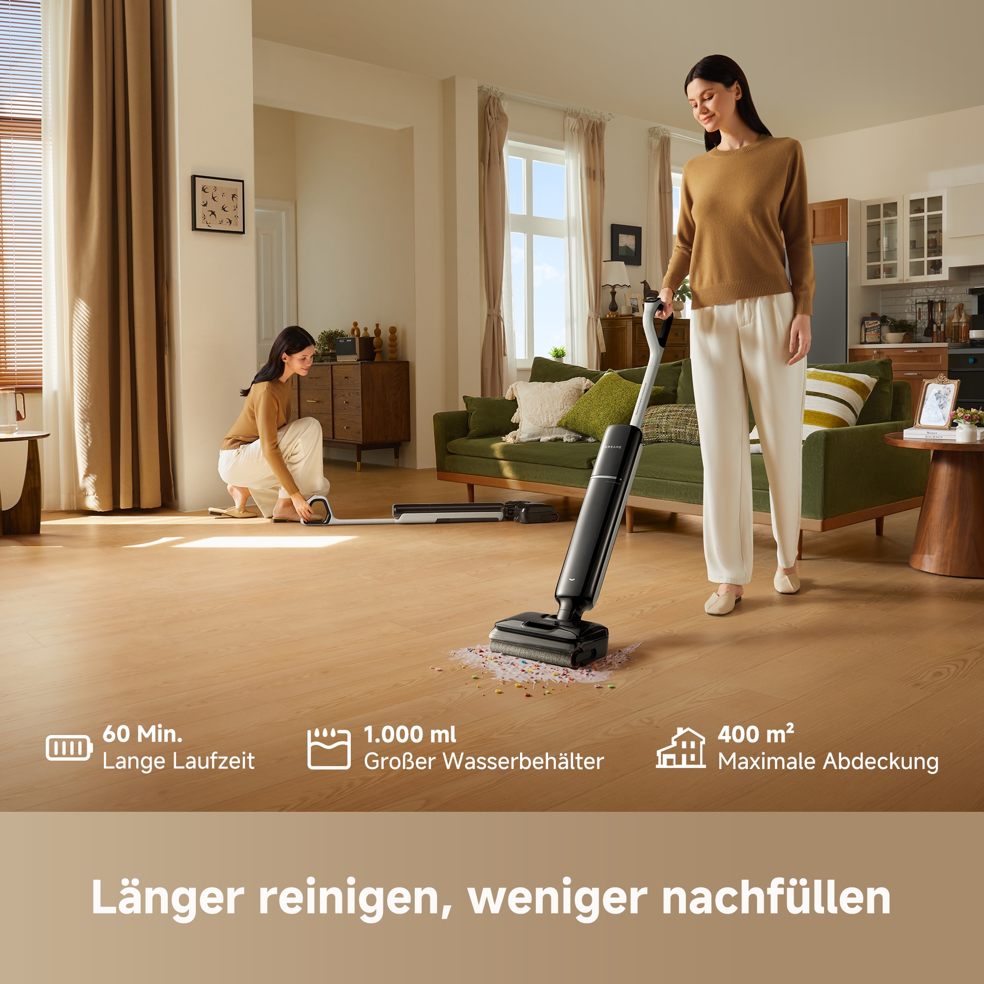 Dreame Nass-Trocken-Akkusauger »T12 Pro-R« 180° flach, 95°C Reinigung, Anti‑Verwicklung