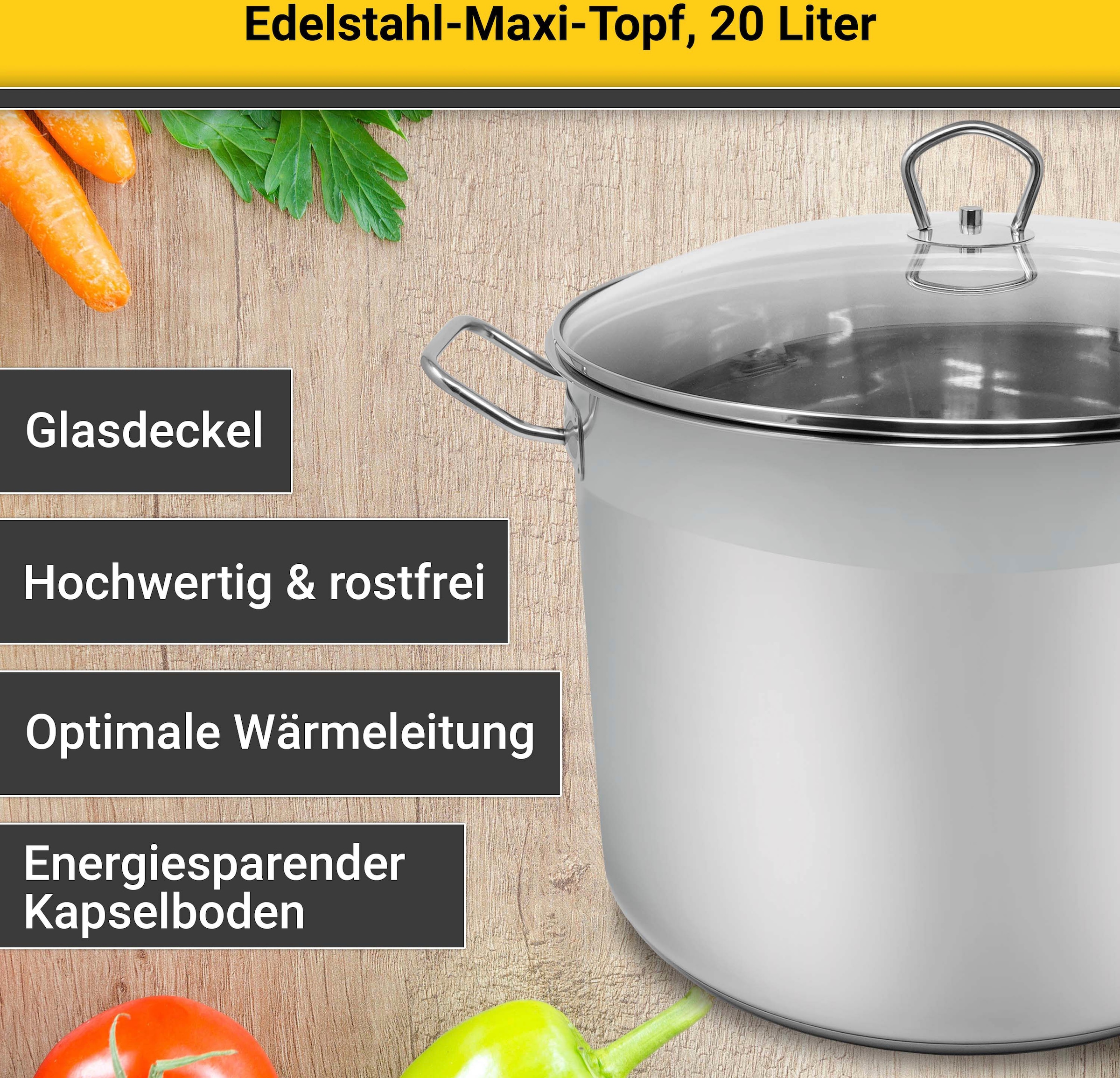 Krüger Kochtopf, Edelstahl, (1 tlg.), für Induktions-Kochfelder geeignet