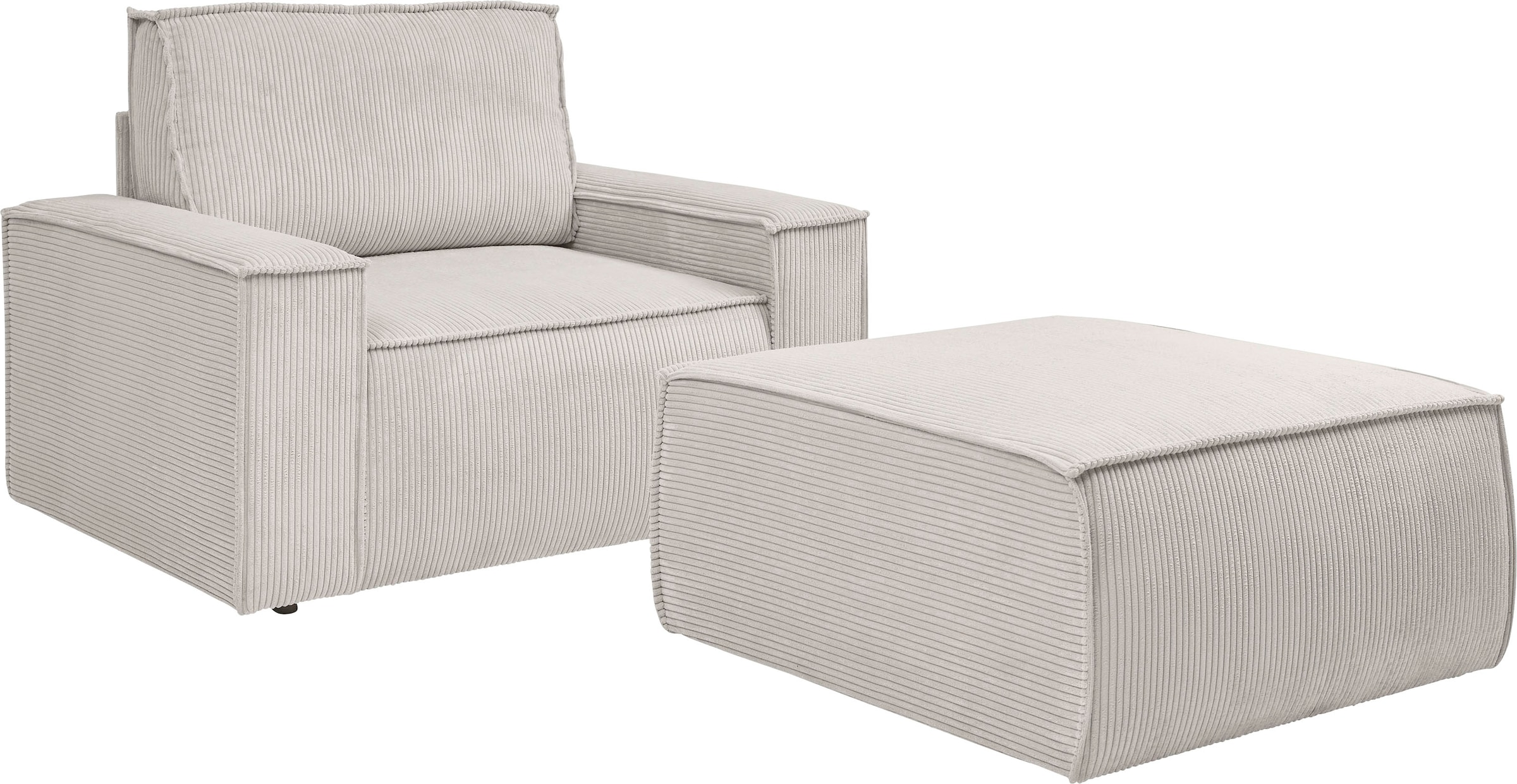 Home affaire Sessel »SHERWOOD«, Loveseat und Hocker im Set, passend zur Polster-Serie SHERWOOD