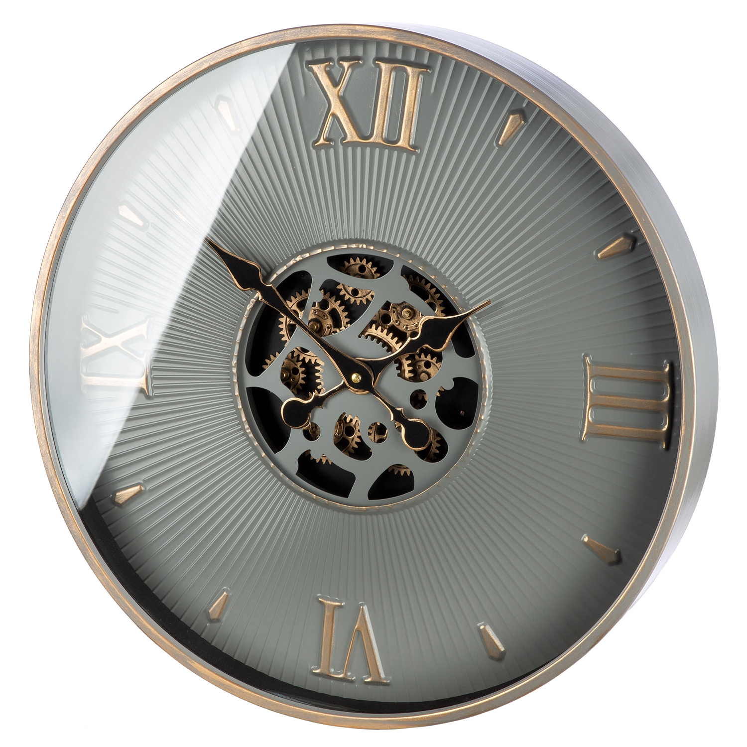 GILDE Wanduhr »Wanduhr rund Canoso grau« Zahnrädermotiv, Uhrwerk, Wohnzimmer, Büro, Industrial, Dekoration