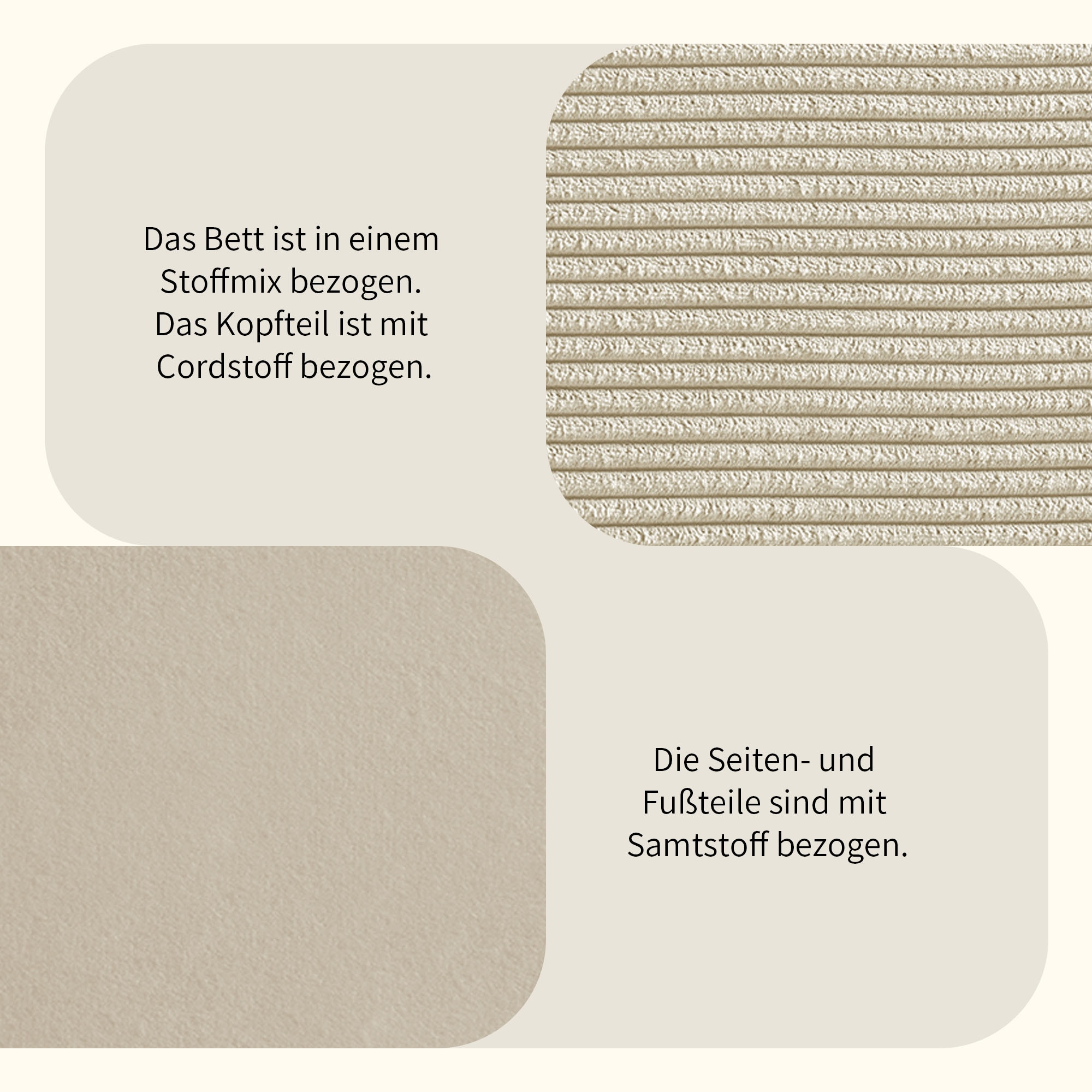 Home affaire Polsterbett »Armandine inkl. Lattenrost«, Kopfteil mit Cordbezug, erhältlich in den Breiten 140cm & 180cm