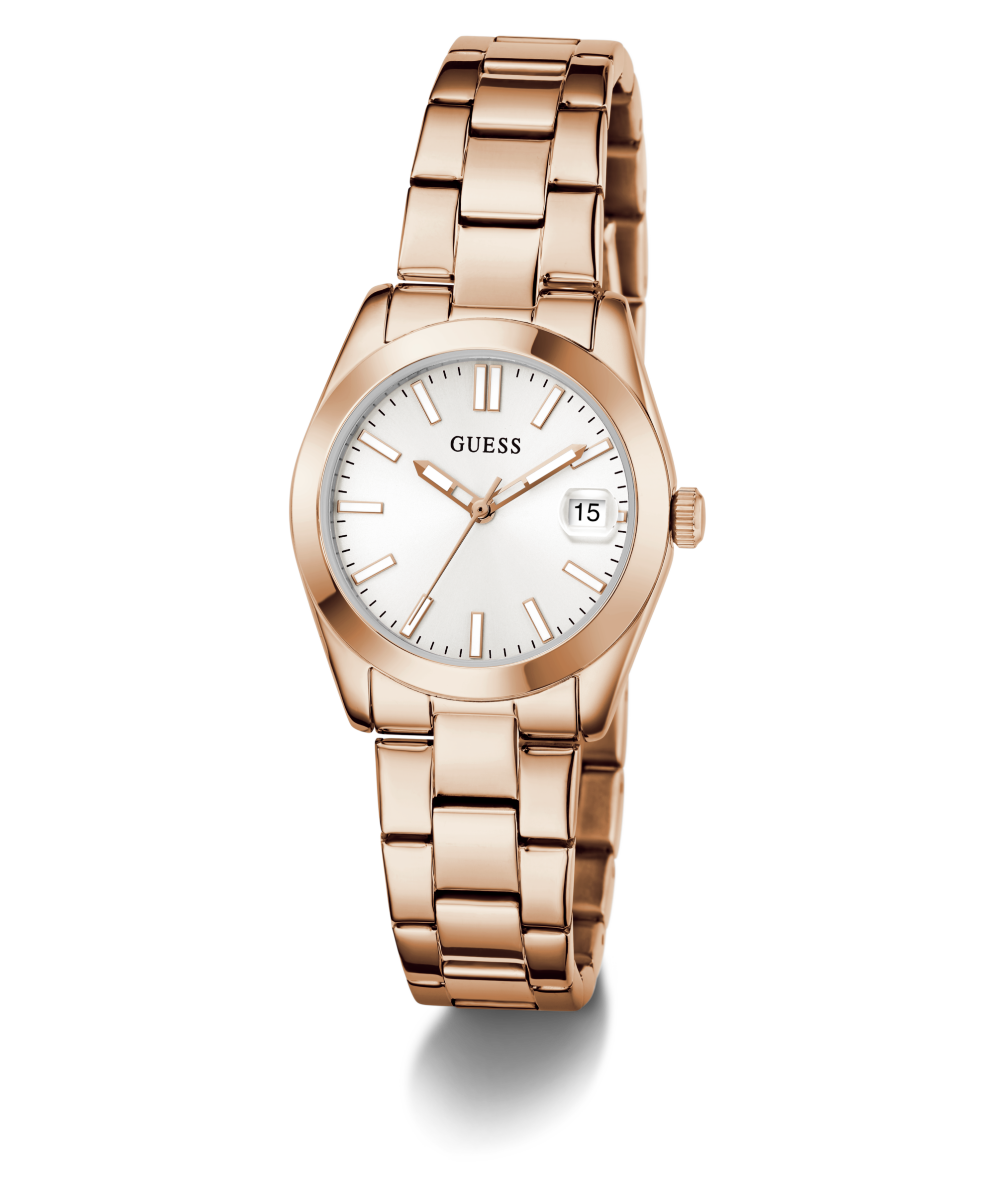 Guess Quarzuhr »ALICE« Armbanduhr, Damenuhr, Edelstahlarmband, Datum, Kristallglas