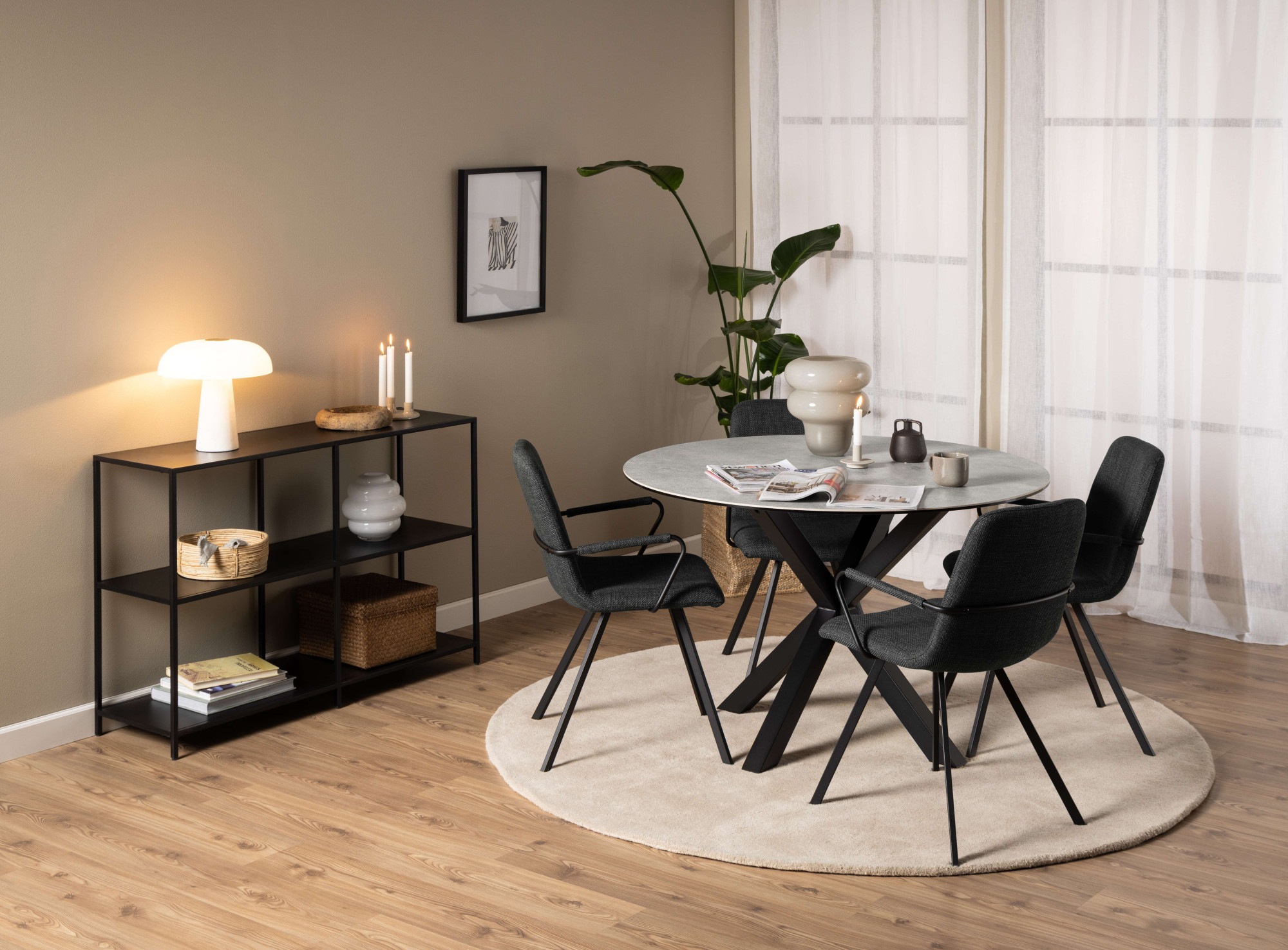 ACTONA GROUP Esszimmerstuhl »Selina Armlehnstuhl«, Luxus-Microfaser, gepolstert, Beine Stahl schwarz, 2er-Set