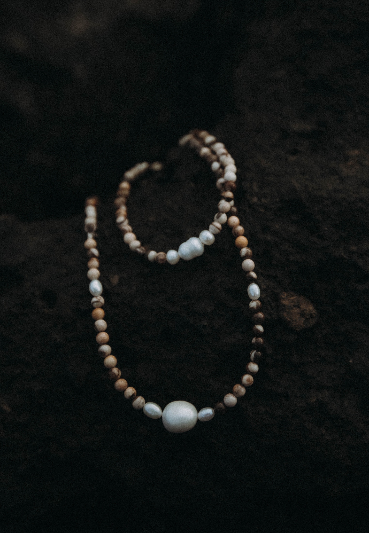 HAZE & GLORY Silberkette »Halskette Choker Jaspis Süßwasserperlen 925 Silber vergoldet«