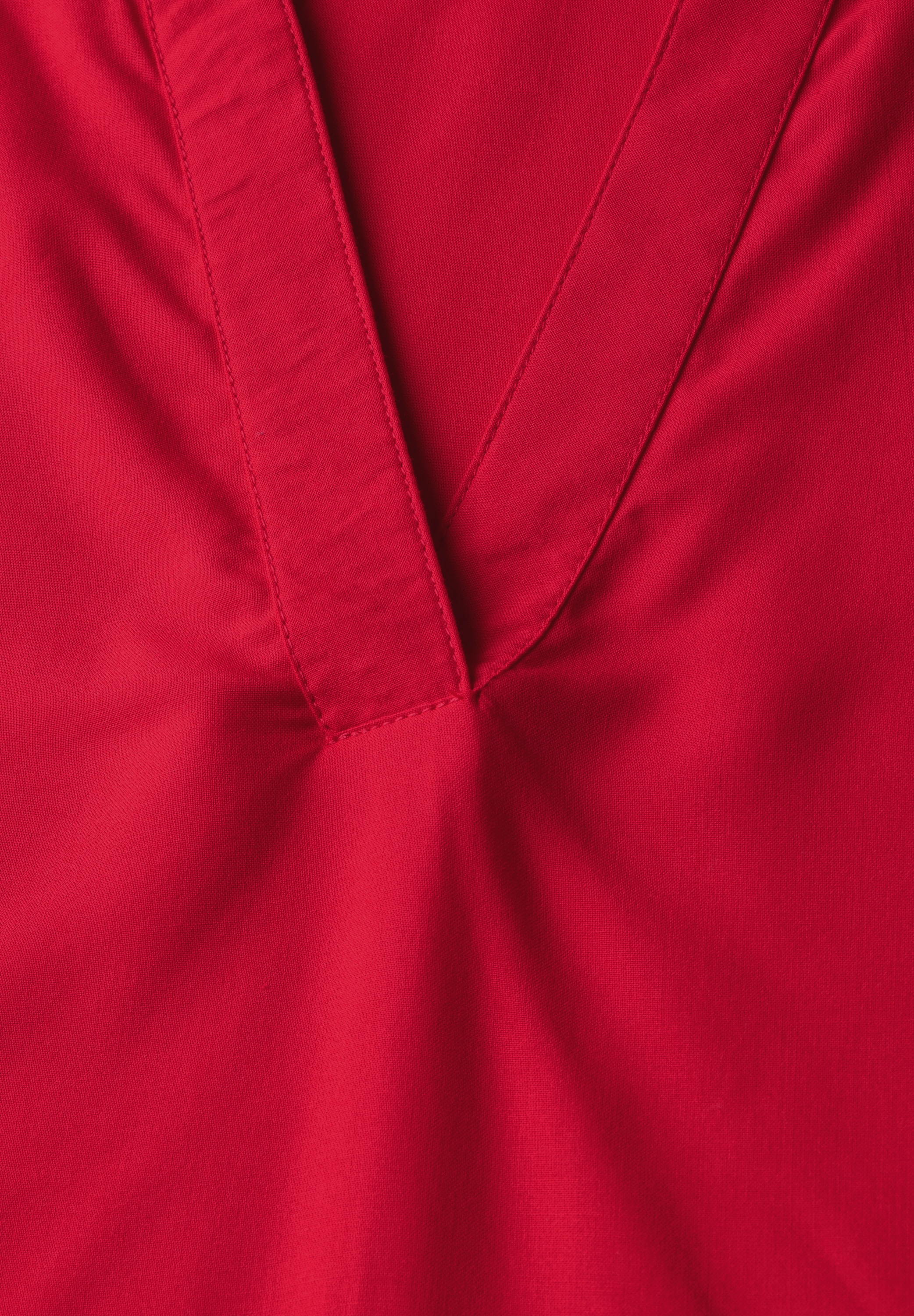 STREET ONE Kurzarmbluse mit geschlitztem Rundhalsausschnitt