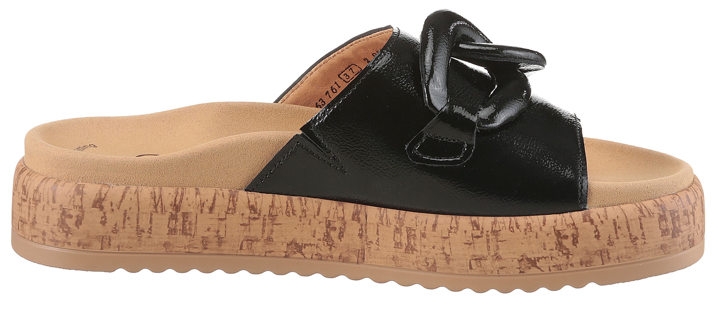 Gabor Pantolette, Plateau, Sommerschuh, Schlupfschuh mit bezogener Zierkette