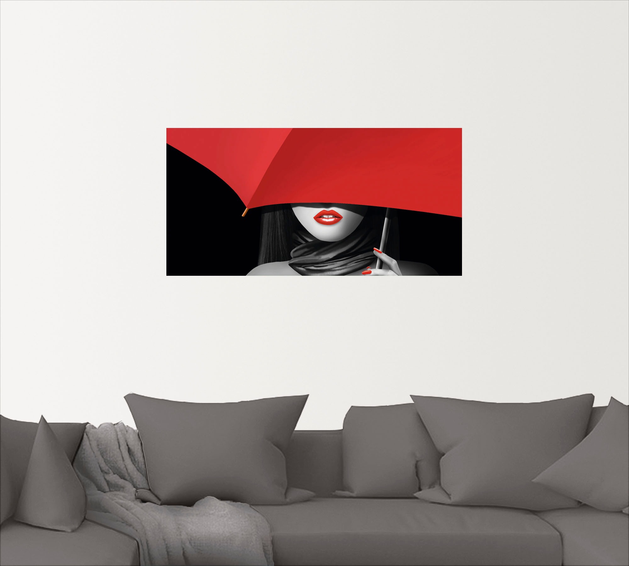 Artland Wandbild »Rote Lippen unter dem Regenschirm«, Frau, (1 St.), als Alubild, Outdoorbild, Poster, Wandaufkleber in verschied. Größen