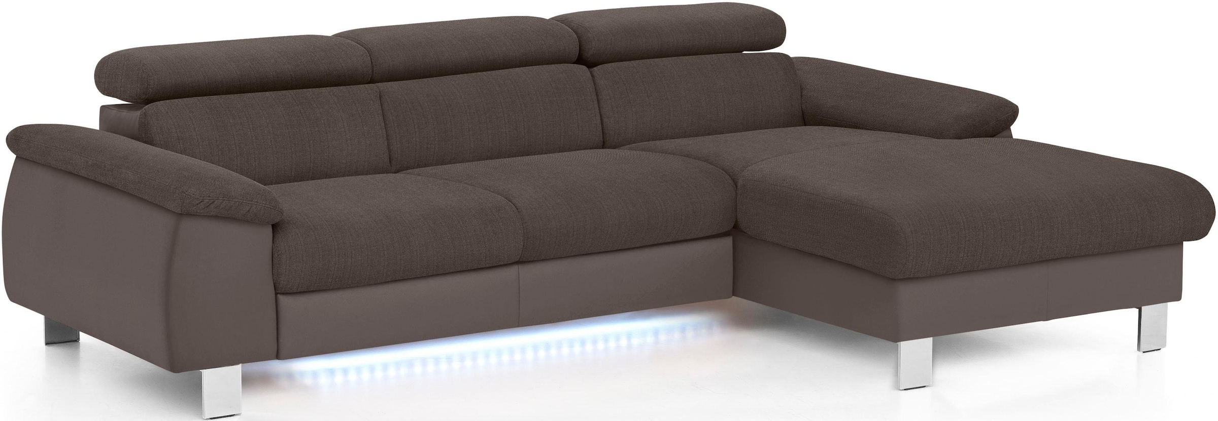 COTTA Polstergarnitur »Komaris L-Form«, (Set), Set bestehend aus: Ecksofa mit Kopfteilverstellung & Hocker
