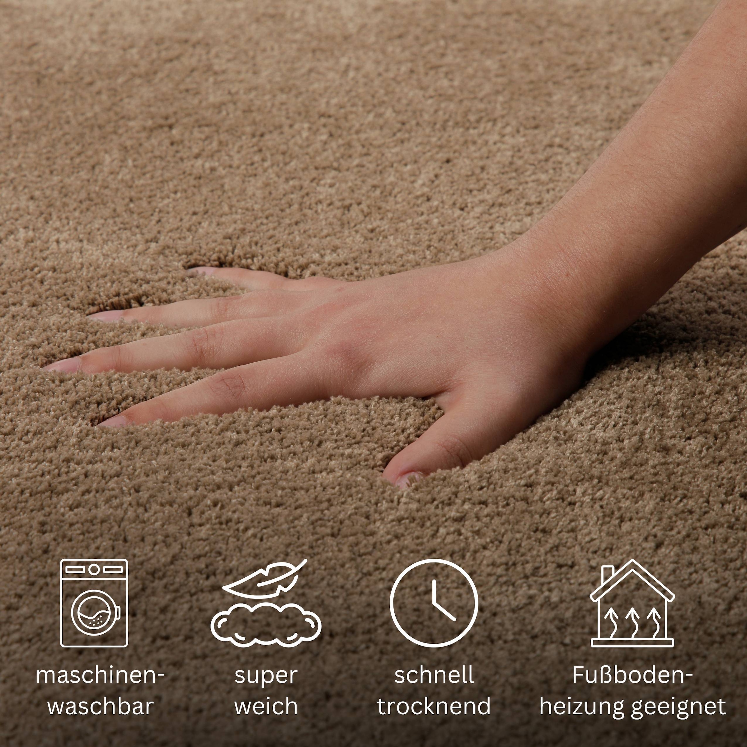 OTTO home Badematte »Neele«, rutschhemmend beschichtet, schnell trocknend, Badteppich, getuftet, modern, Uni, antirutsch, flauschig, hochflor
