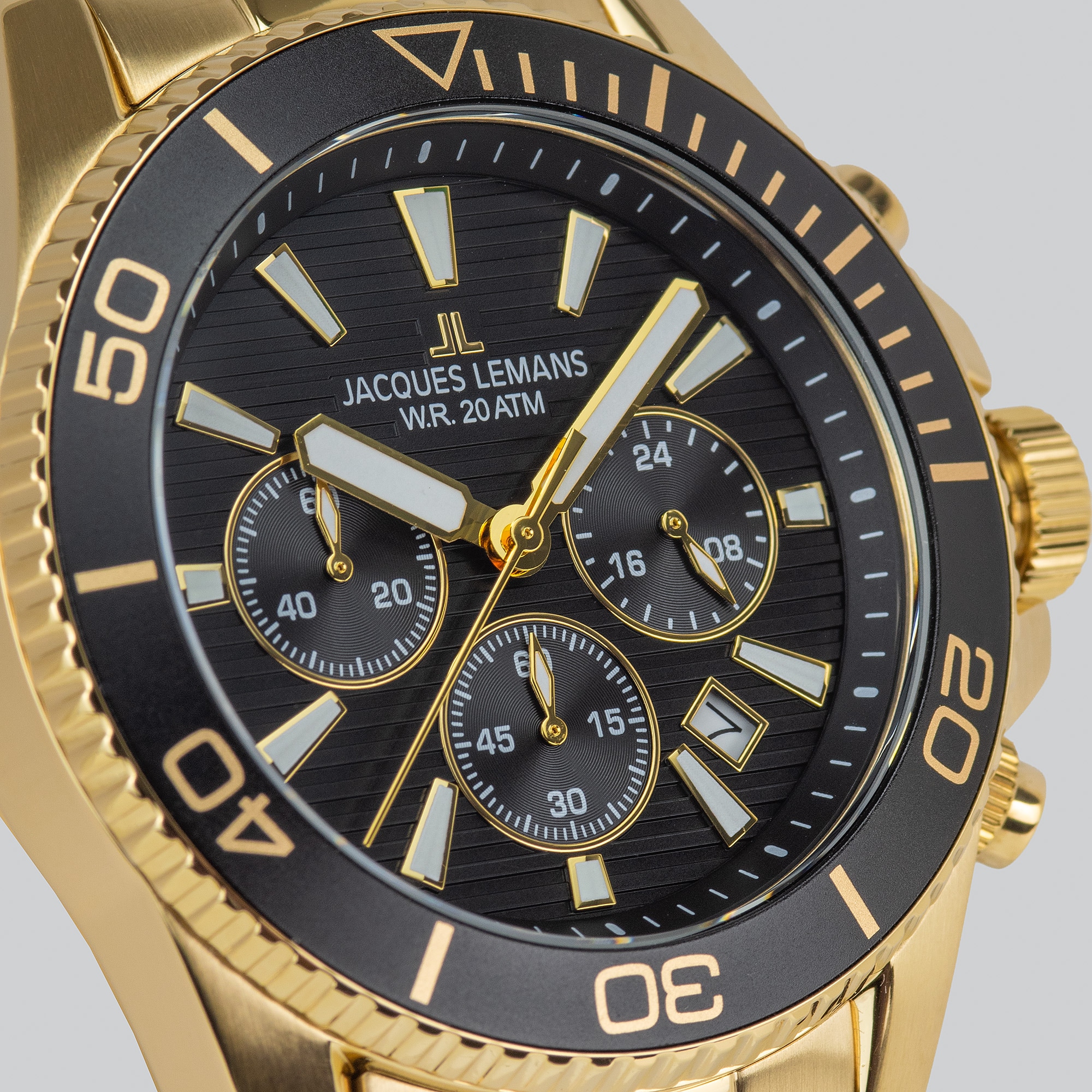Jacques Lemans Chronograph »Liverpool Diver« Quarzuhr, Armbanduhr, Herrenuhr, Edelstahlarmband, analog, Tag