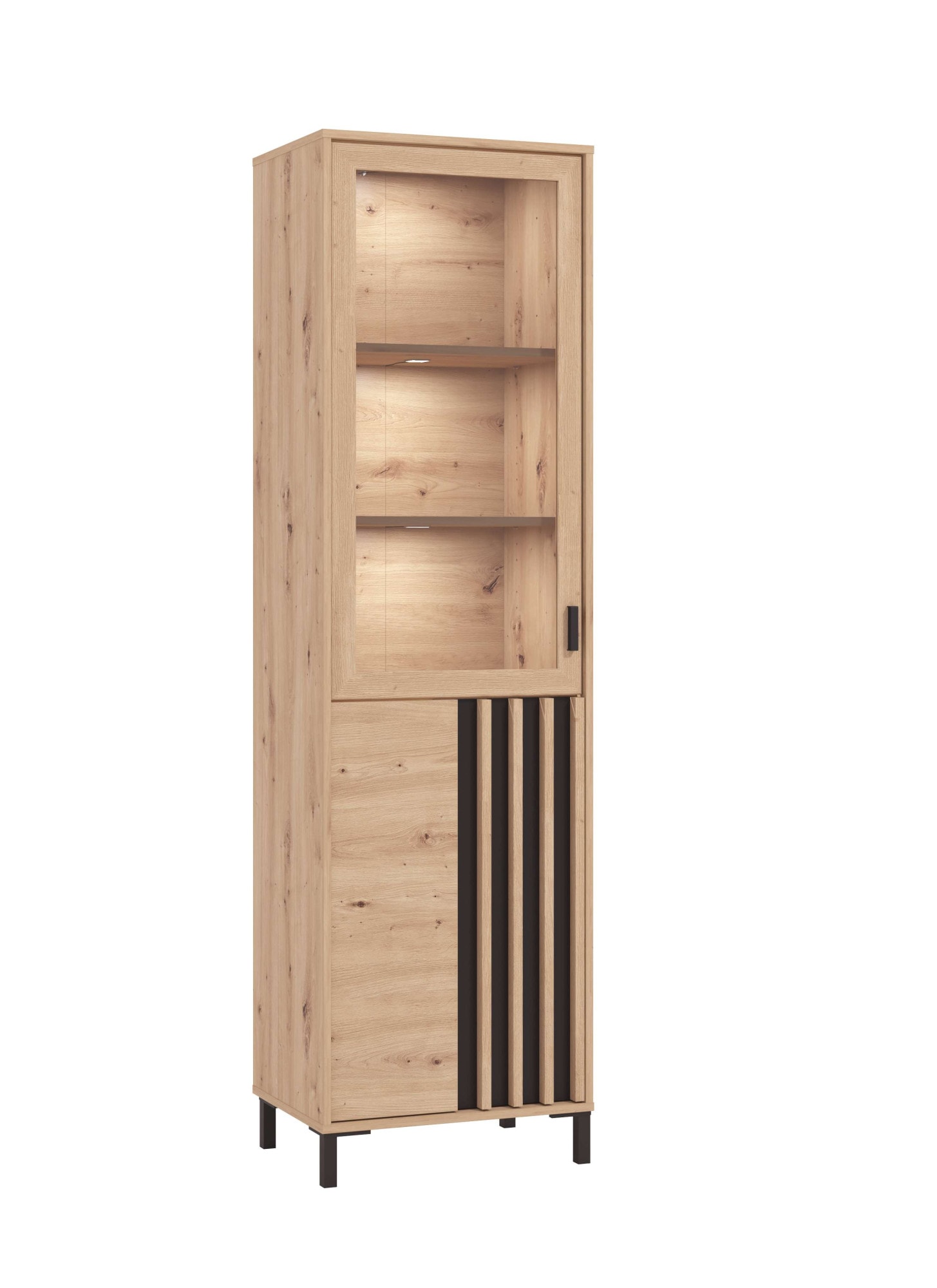 Home affaire Vitrine »LAVAL Vitrinenschrank, Glasschrank, Standvitrine, Highboard/Sideboard« Türen, 4 Einlegeböden, 5 Fächer, Gesamtmaße (B/T/H): 54,5/40/192,5 cm