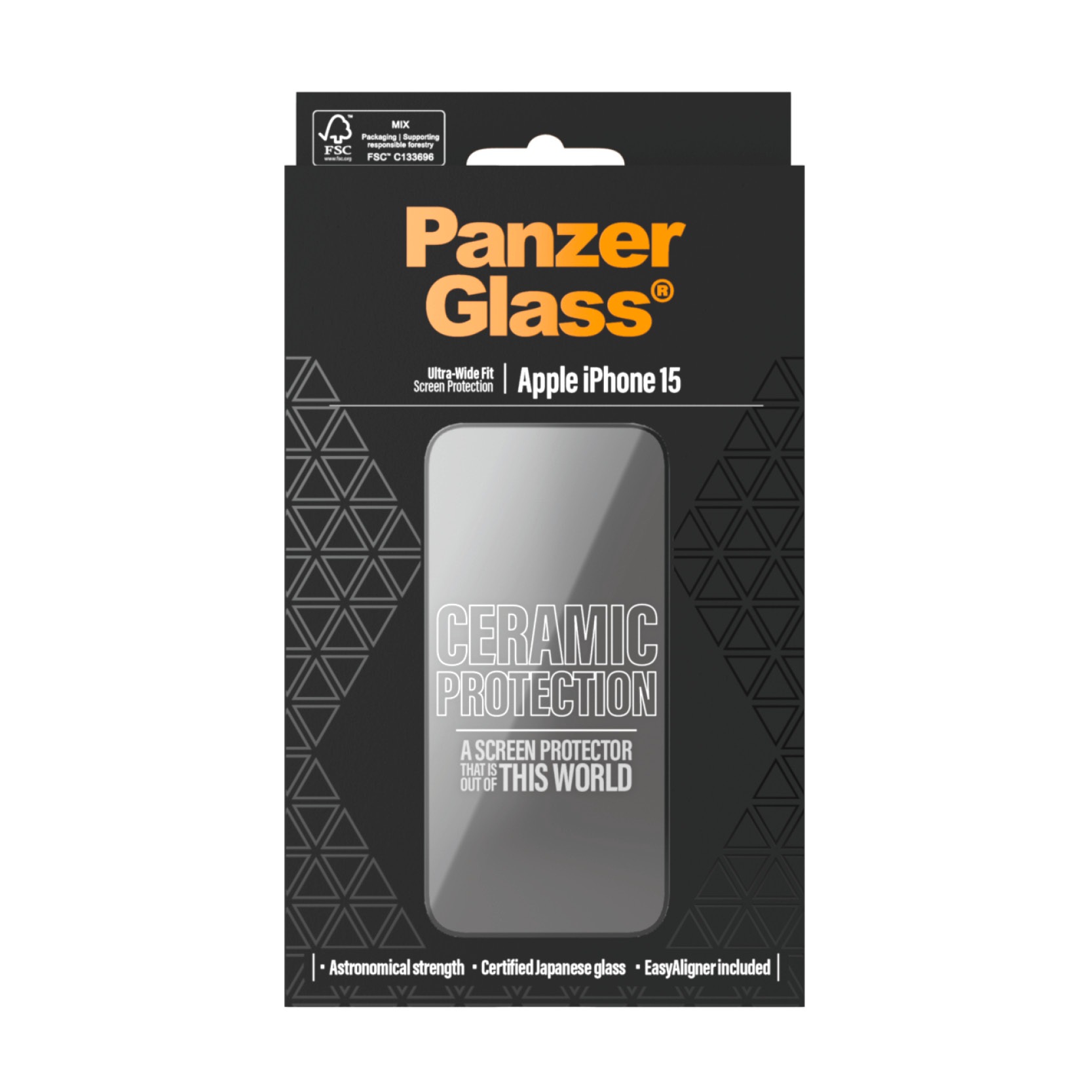 PanzerGlass Displayschutzglas »Ultra-Wide Fit Ceramic Protection Screen Protector«, für Apple iPhone 15, (1 St.), Displayschutzfolie, Schutzfolie, Bildschirmschutz, kratz- & stoßfest