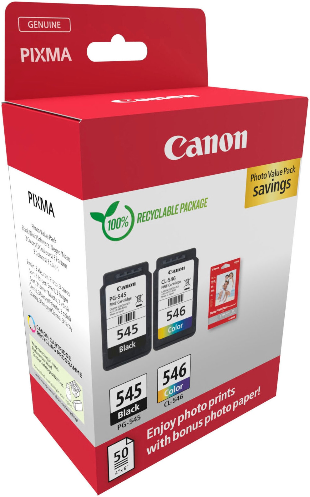 Canon Tintenpatrone »PG-545/CL-546 Photo Value Pack«, (Packung, 2 St.)