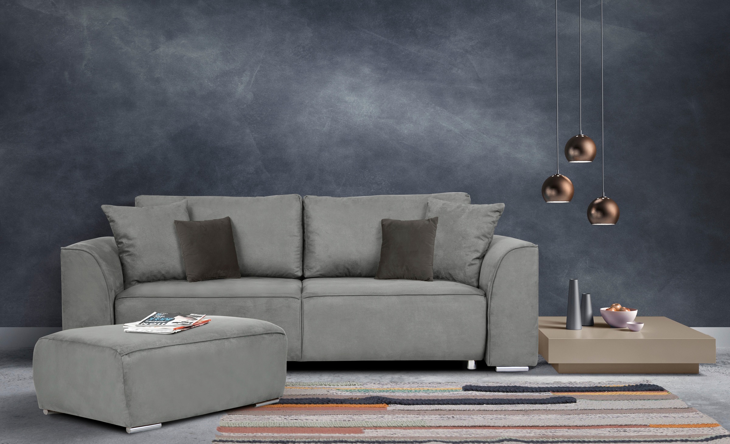 INOSIGN 3-Sitzer Beatrice Schlafsofa, wahlweise auch mit Bettfunktion und Bettkasten, incl. 2 Zierkissen