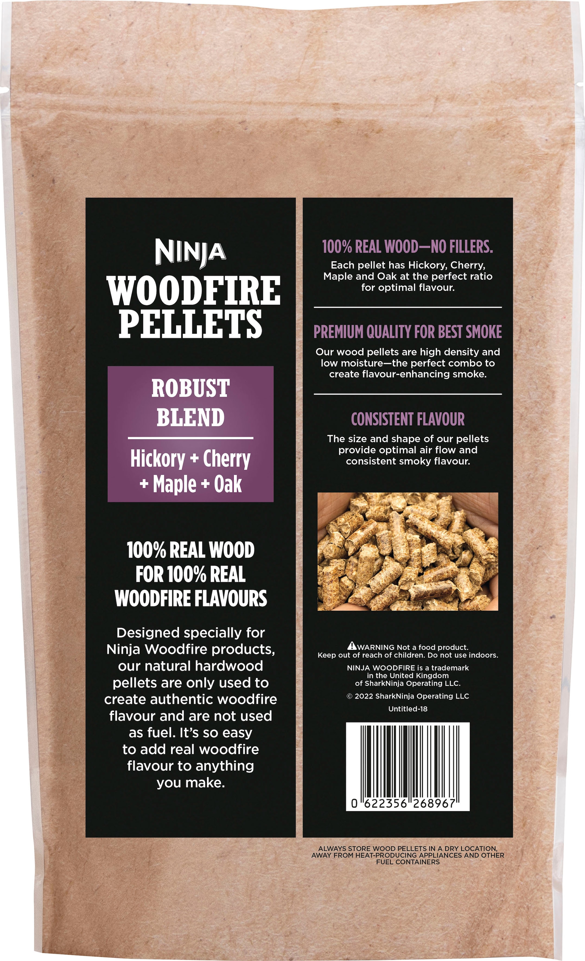 NINJA Holzpellets »Ninja Woodfire Pellets Kräftige Mischung 900g XSKOGRBPLT2EU«, (1 St.)