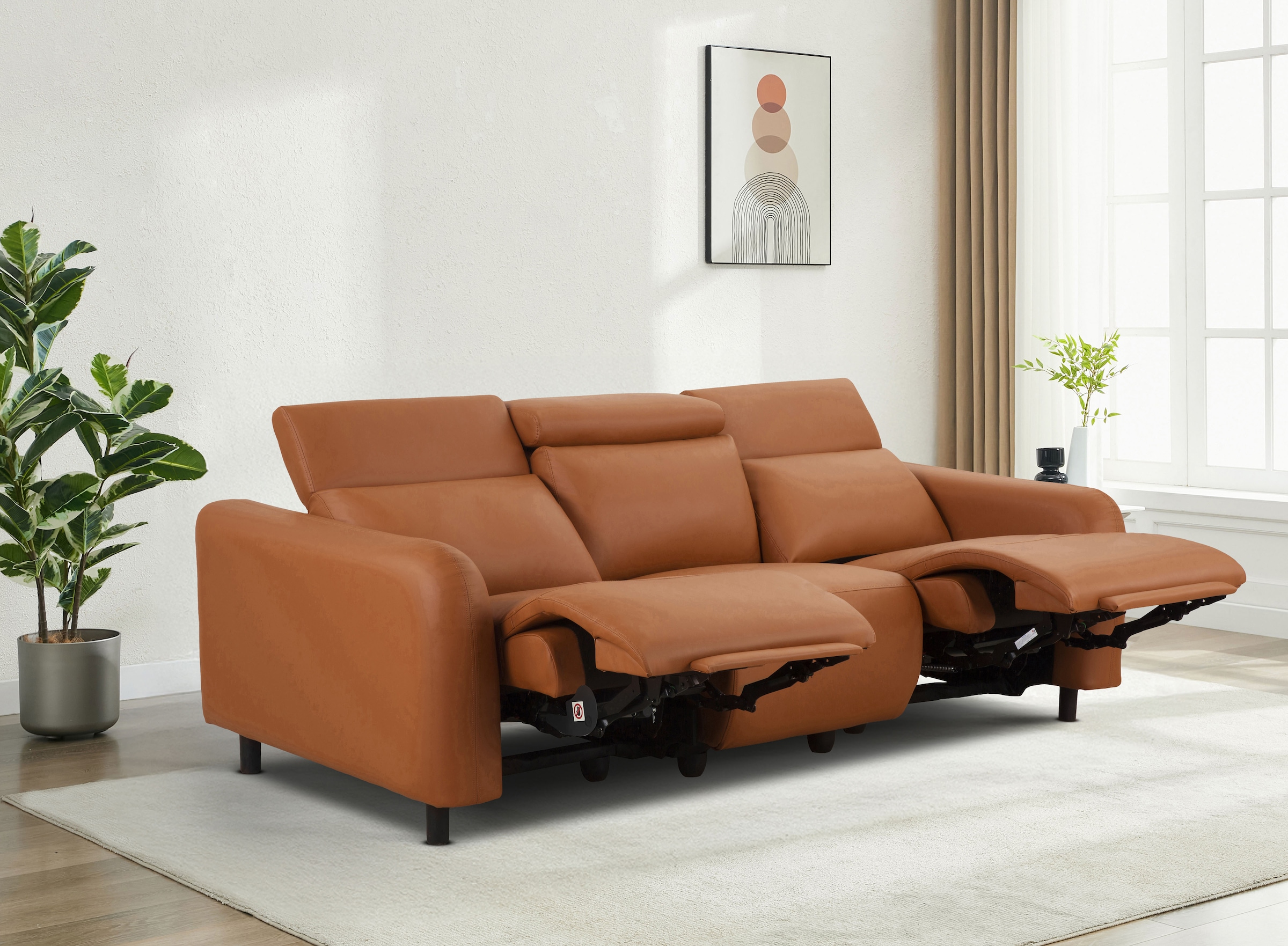 Home affaire 3-Sitzer »SKAANE Kunstleder, Sofa mit manueller-u. elektrischer Relaxfunktion«, Relax-Funktion in 2 Sitzen, Kopfteilverstellung, Federkernpolsterung