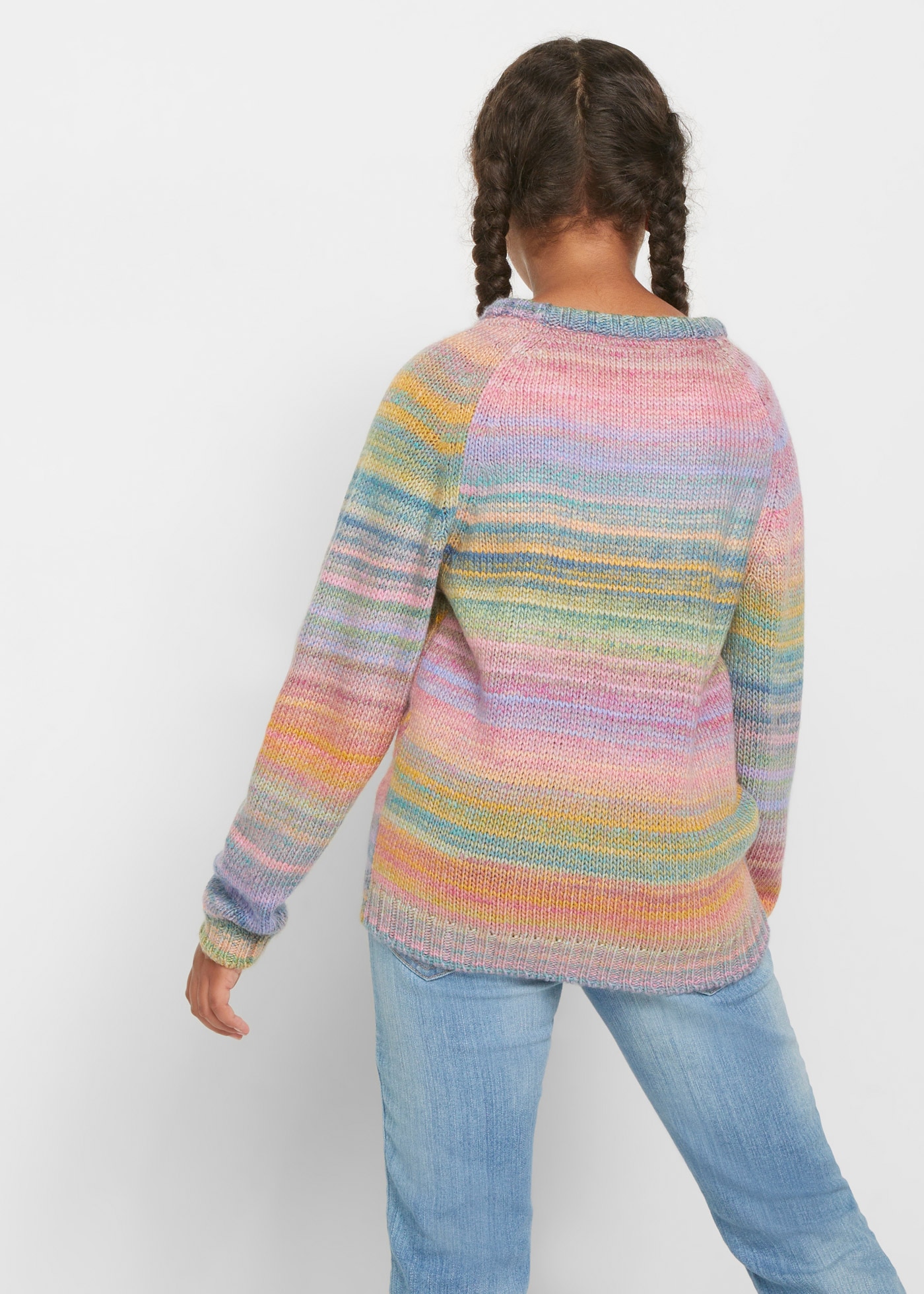 bonprix Strickpullover mit Rundhalsausschnitt und Raglanärmeln, für kühlere Tage, Grobstrick
