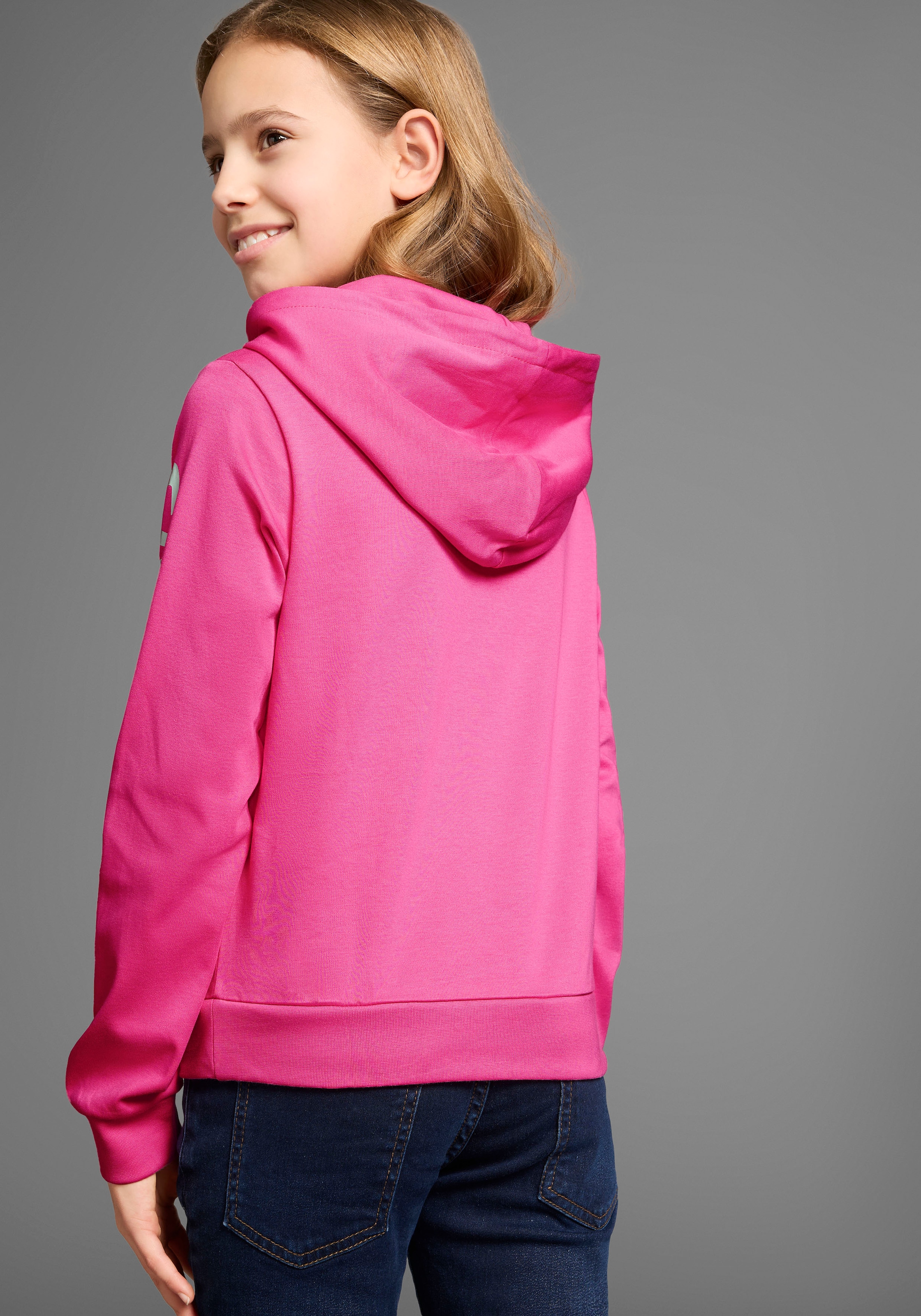 KIDSWORLD Kapuzenshirt », Langarmshirt mit Ärmelprint«, Langarm, gerade Passform, mit coolem Aufdruck