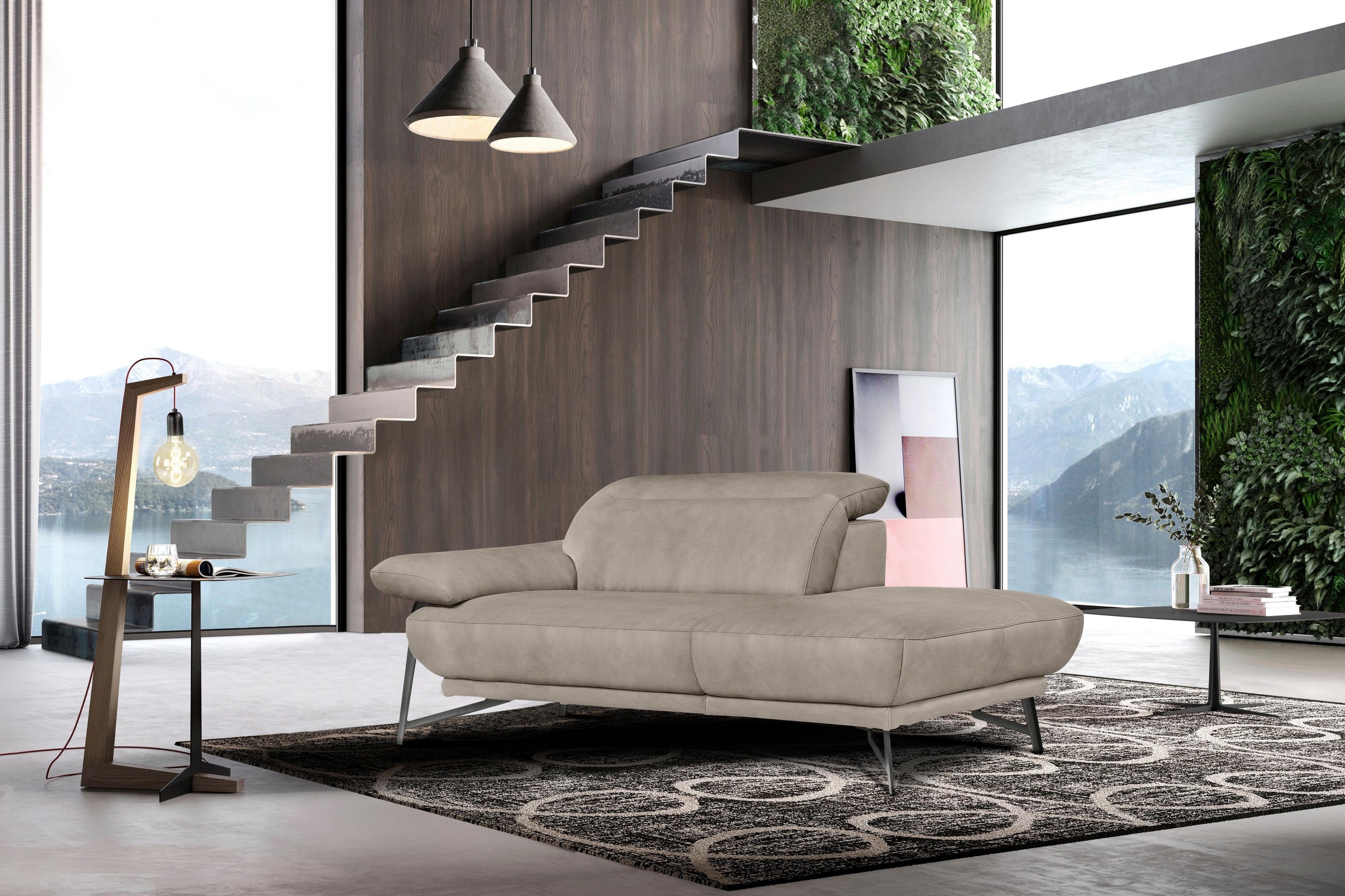 Egoitaliano Ottomane »Anais, Designsofa mit hohem Sitzkomfort, Designfuß«, Solitärmöbel als Blickfang, inkl. verstellbarer Kopfstützen