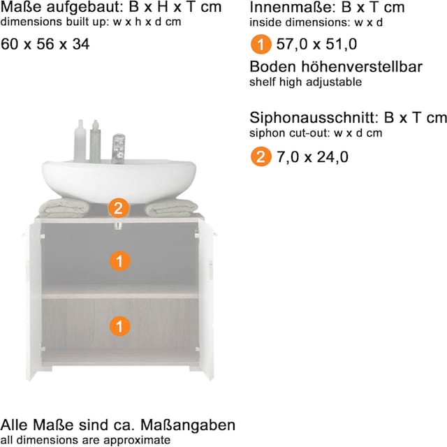 welltime Badmöbel-Set »Toulon«, (4 St.), Sparset, 4-tlg. +  Waschbeckenunterschrank, B/H/T: ca. 110 / 182 / 34cm bequem kaufen
