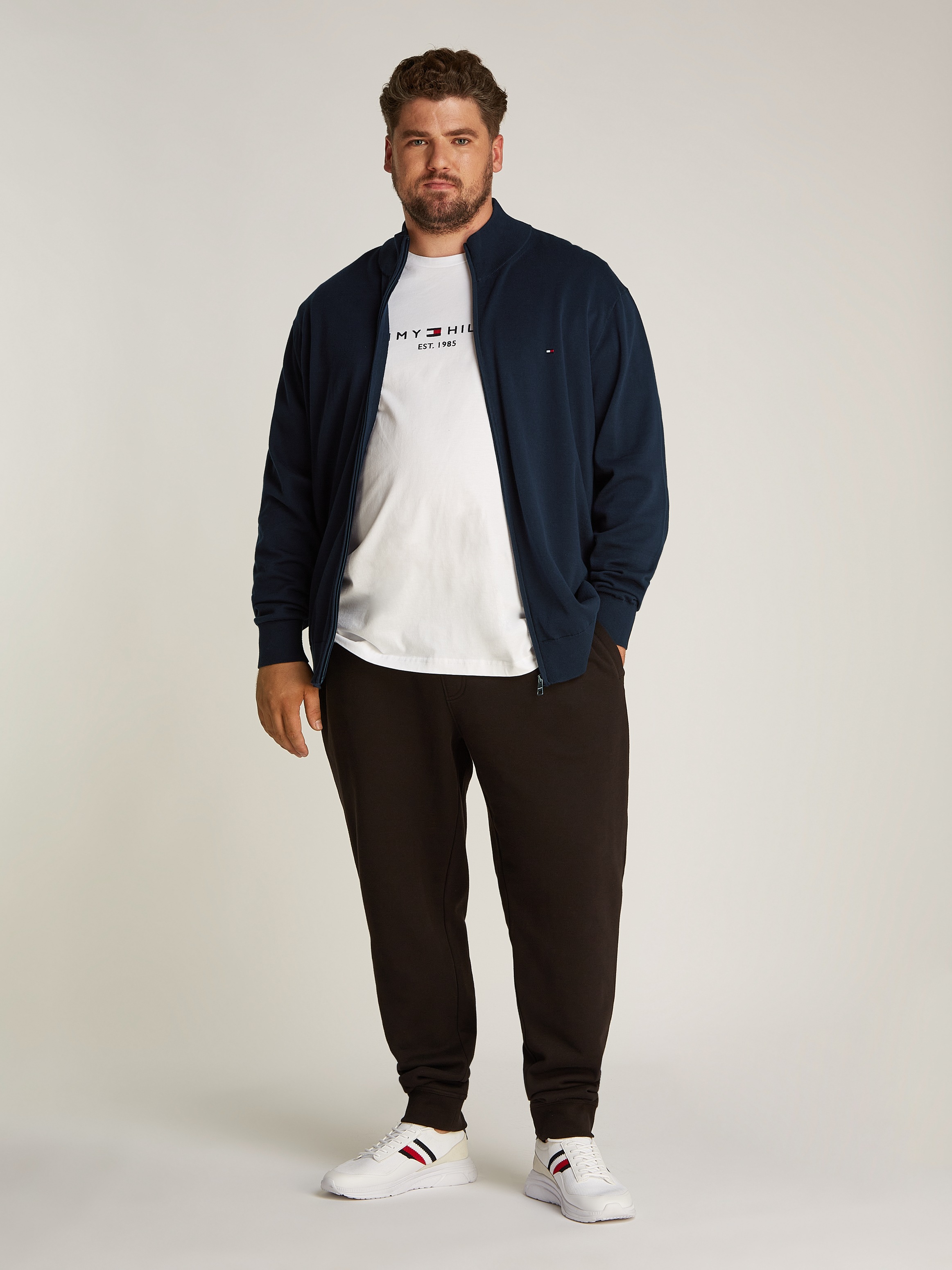 Tommy Hilfiger Big & Tall Strickjacke »BT-ESSENTIAL COTTON ZIP THRU-B«, Großen Größen
