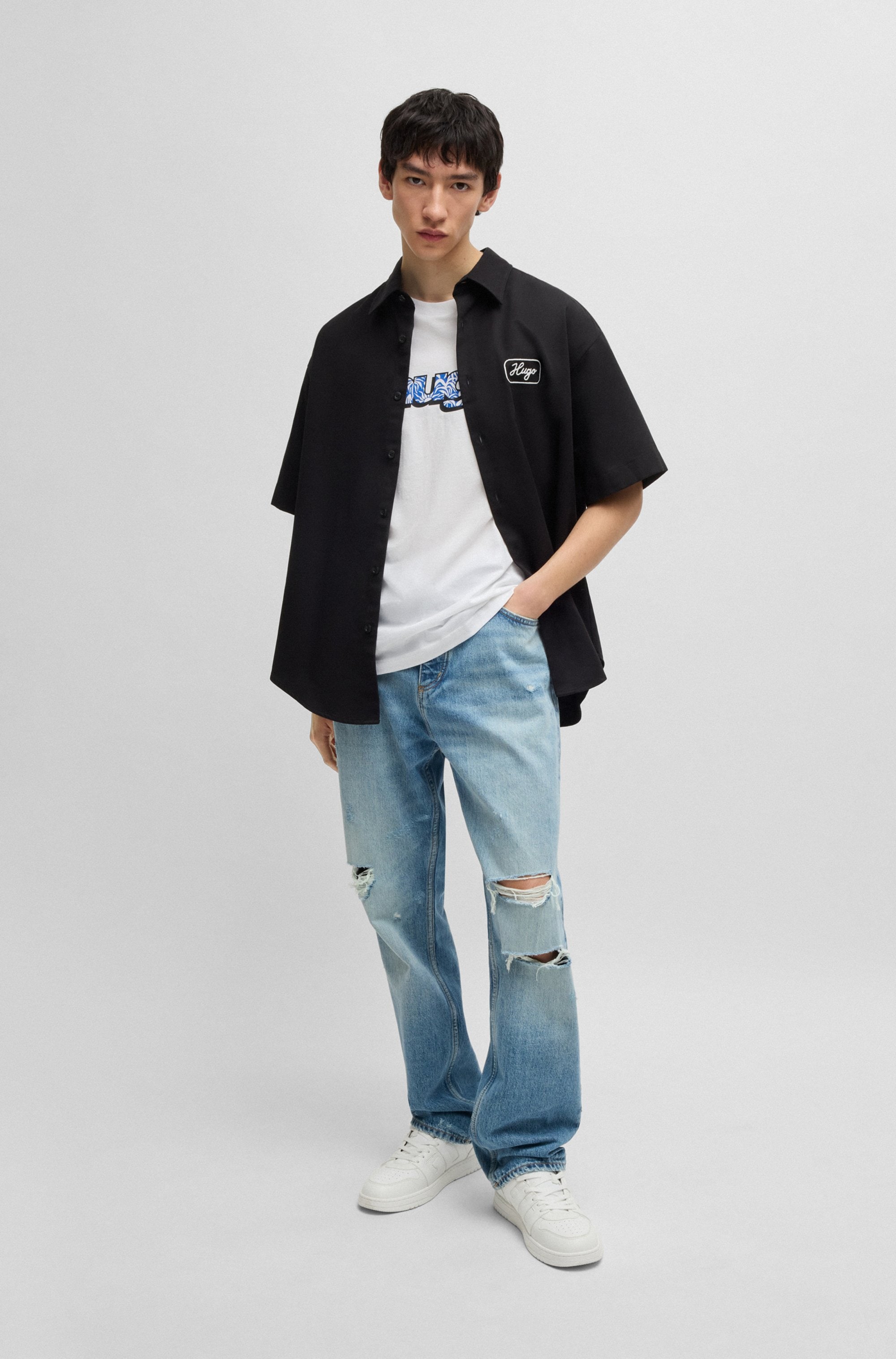 HUGO Blue T-Shirt »Nugibol«, mit großem Logodruck