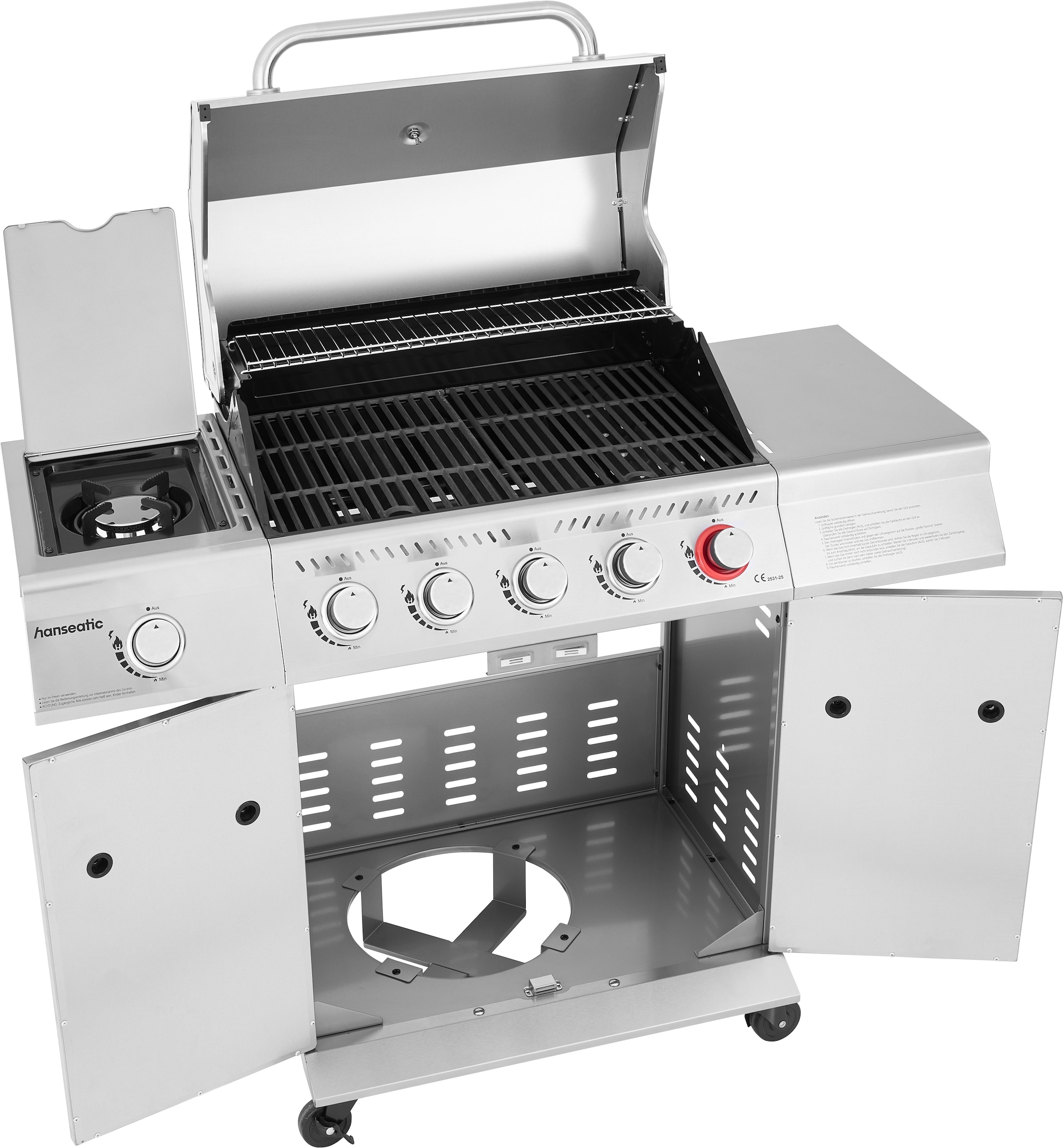 Hanseatic Gasgrill »Richland« BxTxH: 134,7 x 57 x 117 cm, 21,5 kW Gesamt, Edelstahl-Turbobrenner