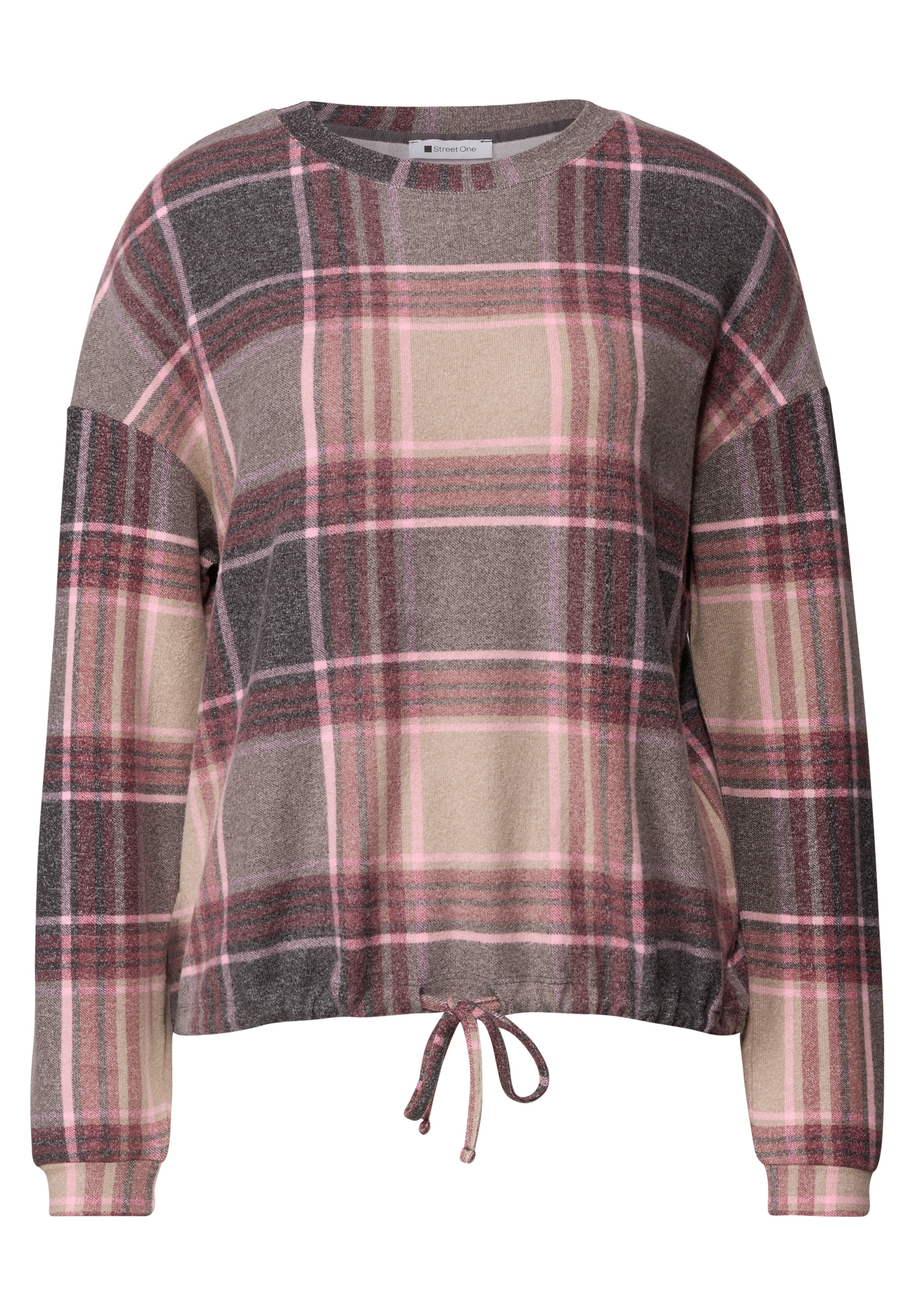 STREET ONE Langarmshirt mit Rundhals und Karomuster