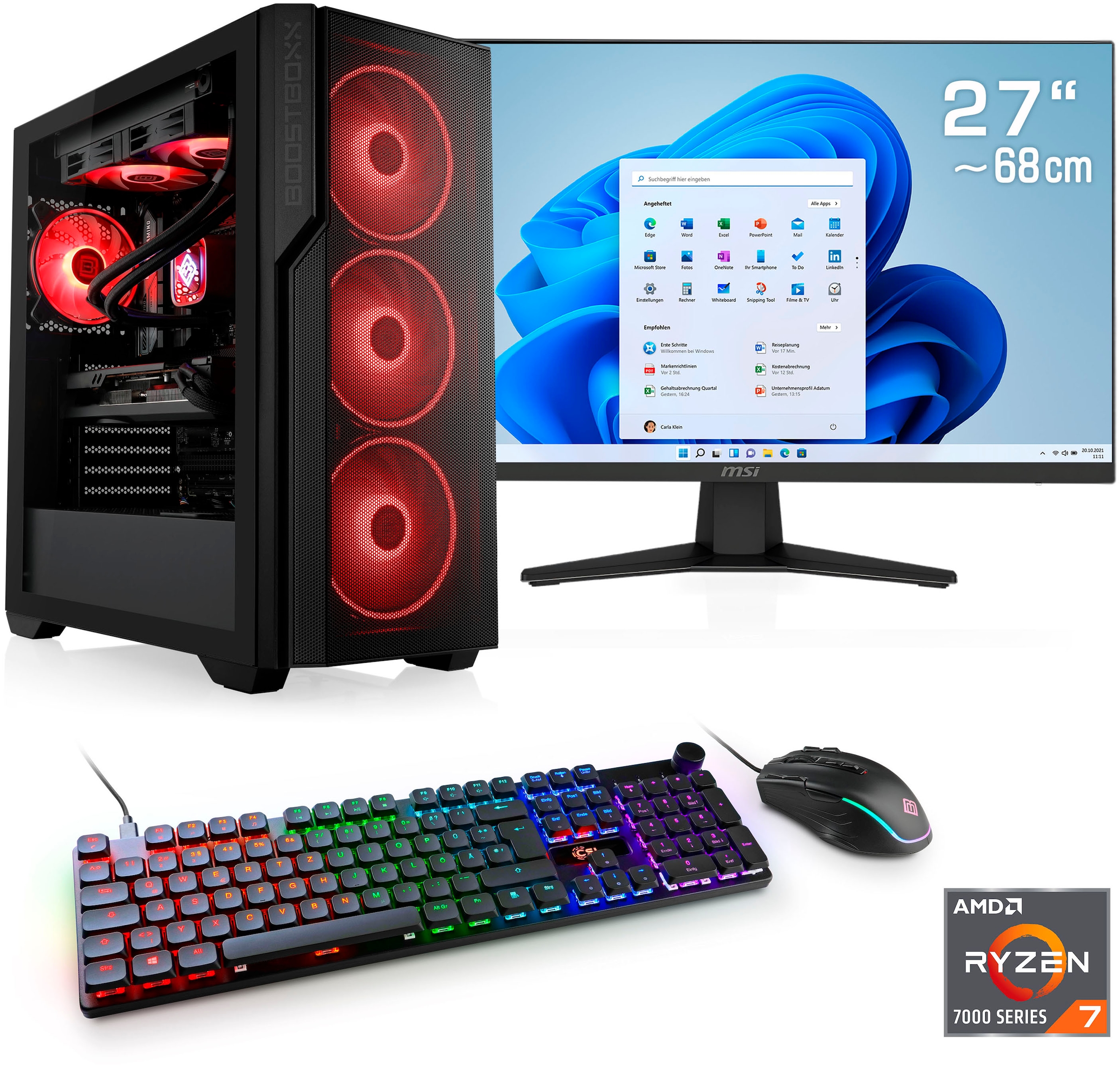 CSL Gaming-PC-Komplettsystem »ARVENOX Ultra Vision L28122« 27 ″ AMD Ryzen 7 Radeon RX 9070 XT 32 GB RAM 1.000 GB SSD