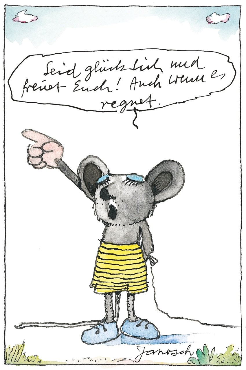 LuckyLinde Wanddekoobjekt »Die kleine Maus - Seid glücklich…«, (1 St.), Exklusive JANOSCH Kindermotive, Stahlschild