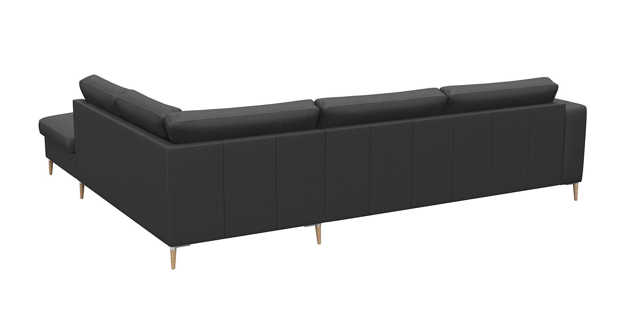 FLEXLUX Ecksofa »Fiore, Sitzaufbau mit hochwertigem Kaltschaum für mehr Sitzkomfort«, breite Armlehnen, L-Form, Füße Alu/Eiche