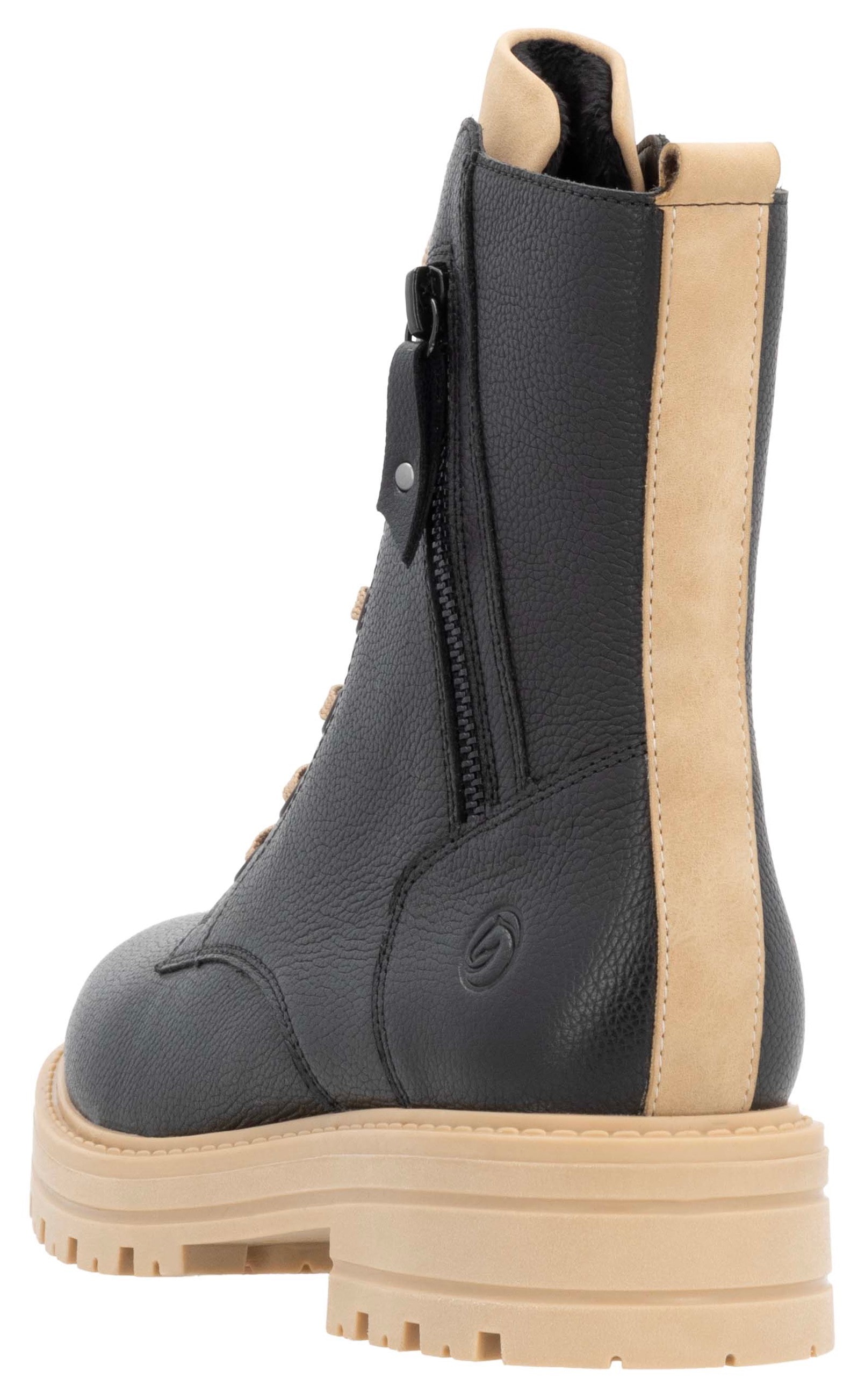 Remonte Winterboots, Blockabsatz, Winterstiefelette, Schnürboots mit Zierreißverschluss