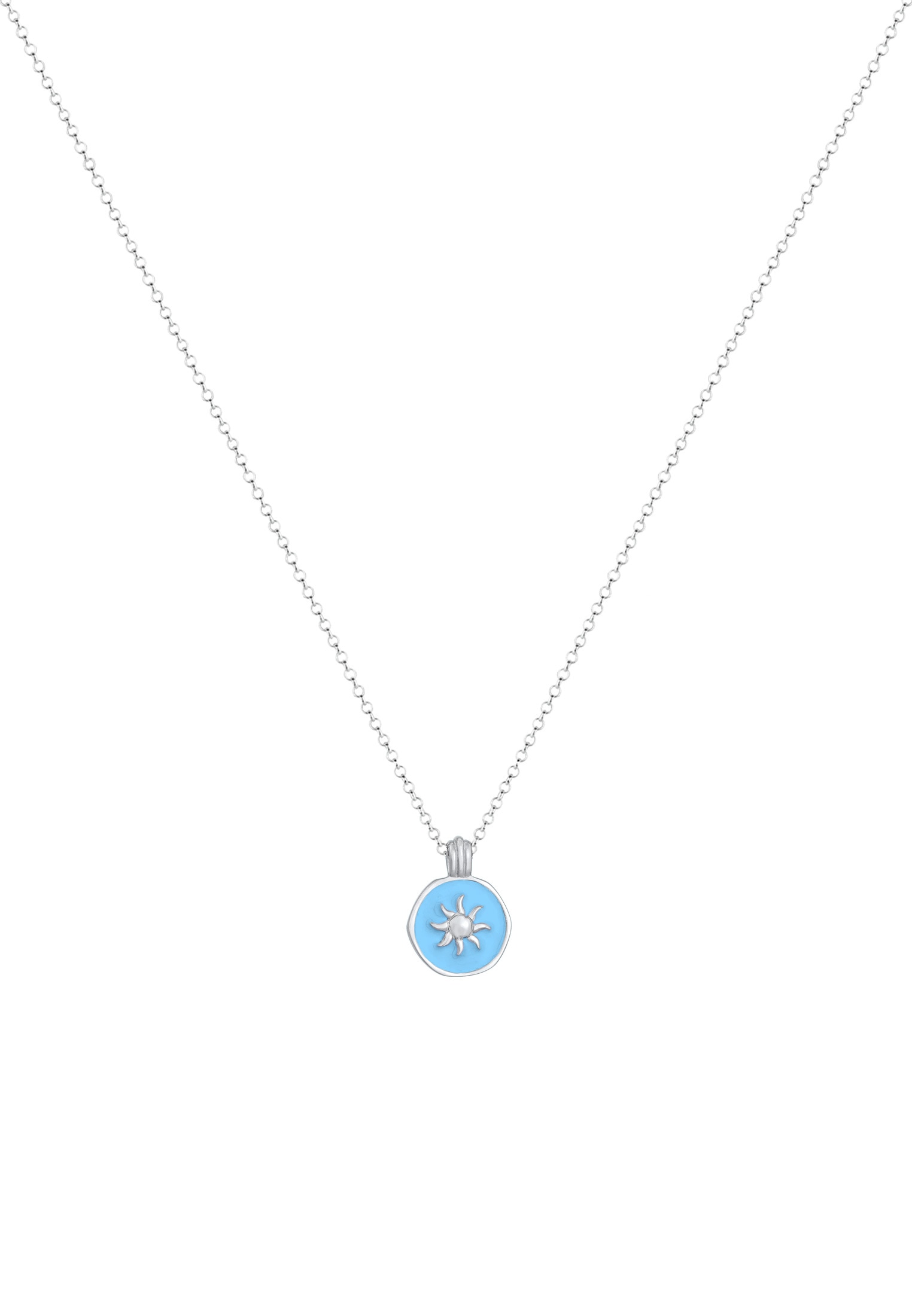 Elli Kette mit Anhänger »Halskette Sonne Münze Emaille 925 Silber«
