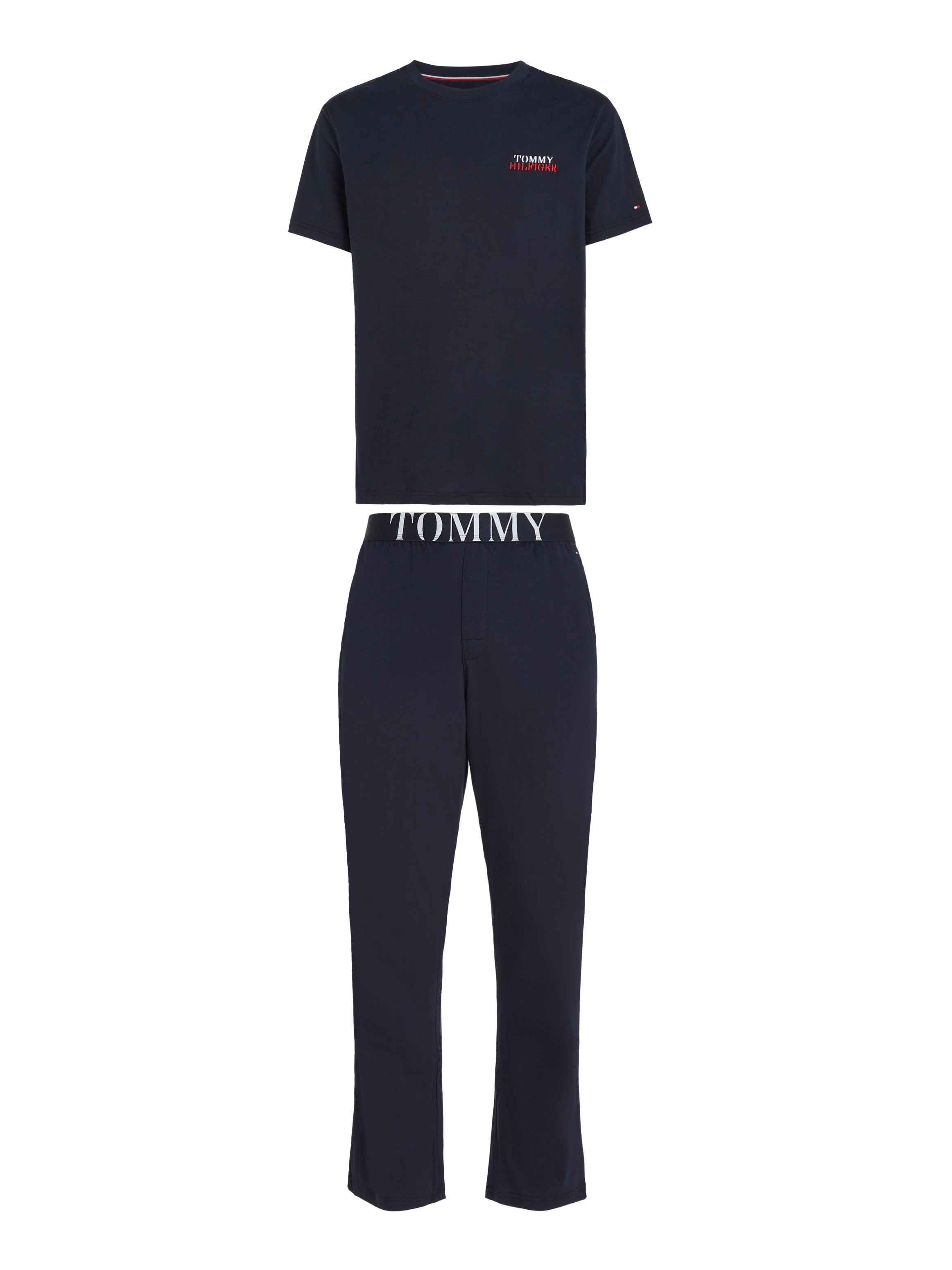 Tommy Hilfiger Underwear Pyjama, (2 tlg.), mit Tommy Hilfiger Logo-Schriftzug am Bund