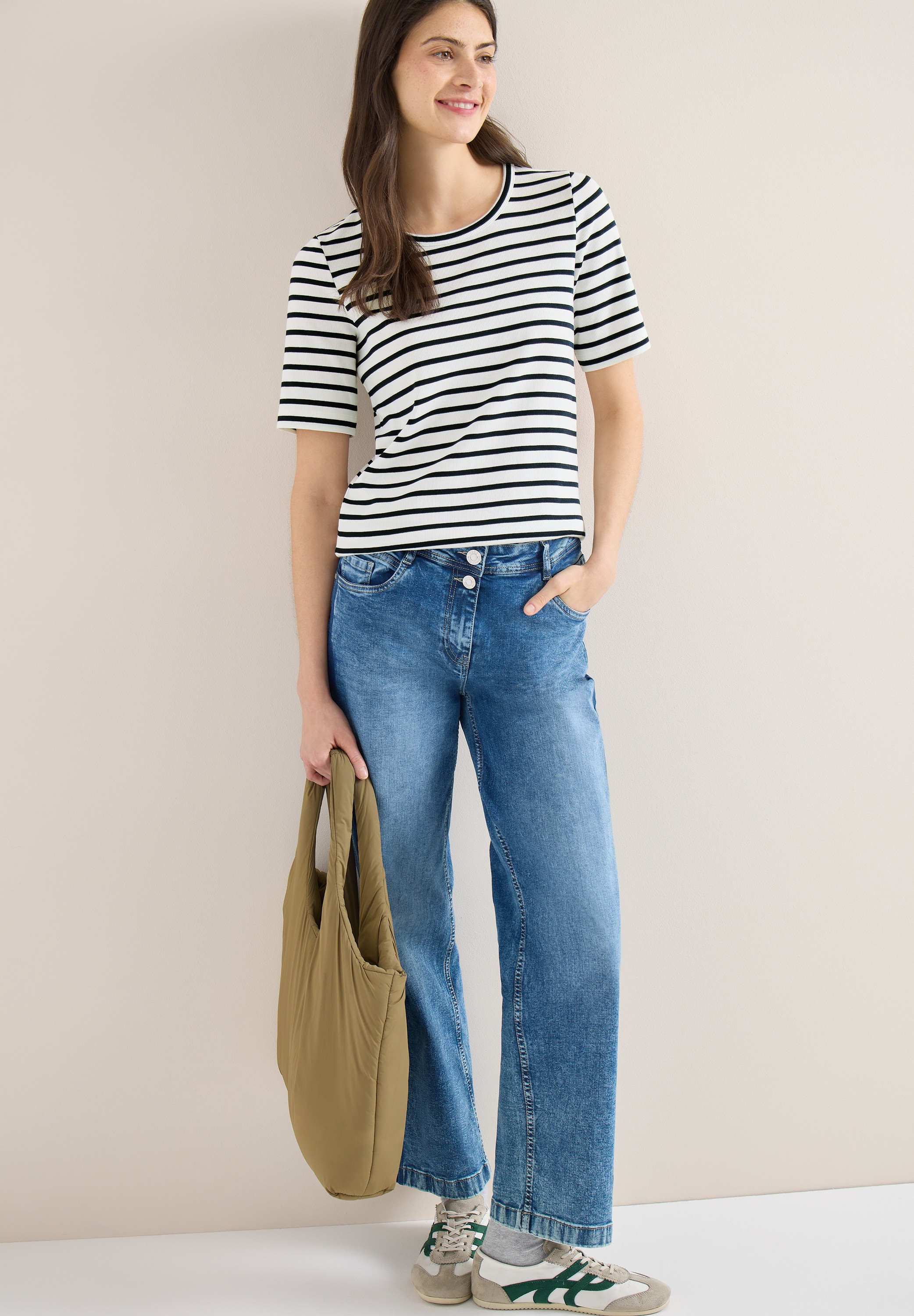 Cecil Rundhalsshirt in Streifen-Optik