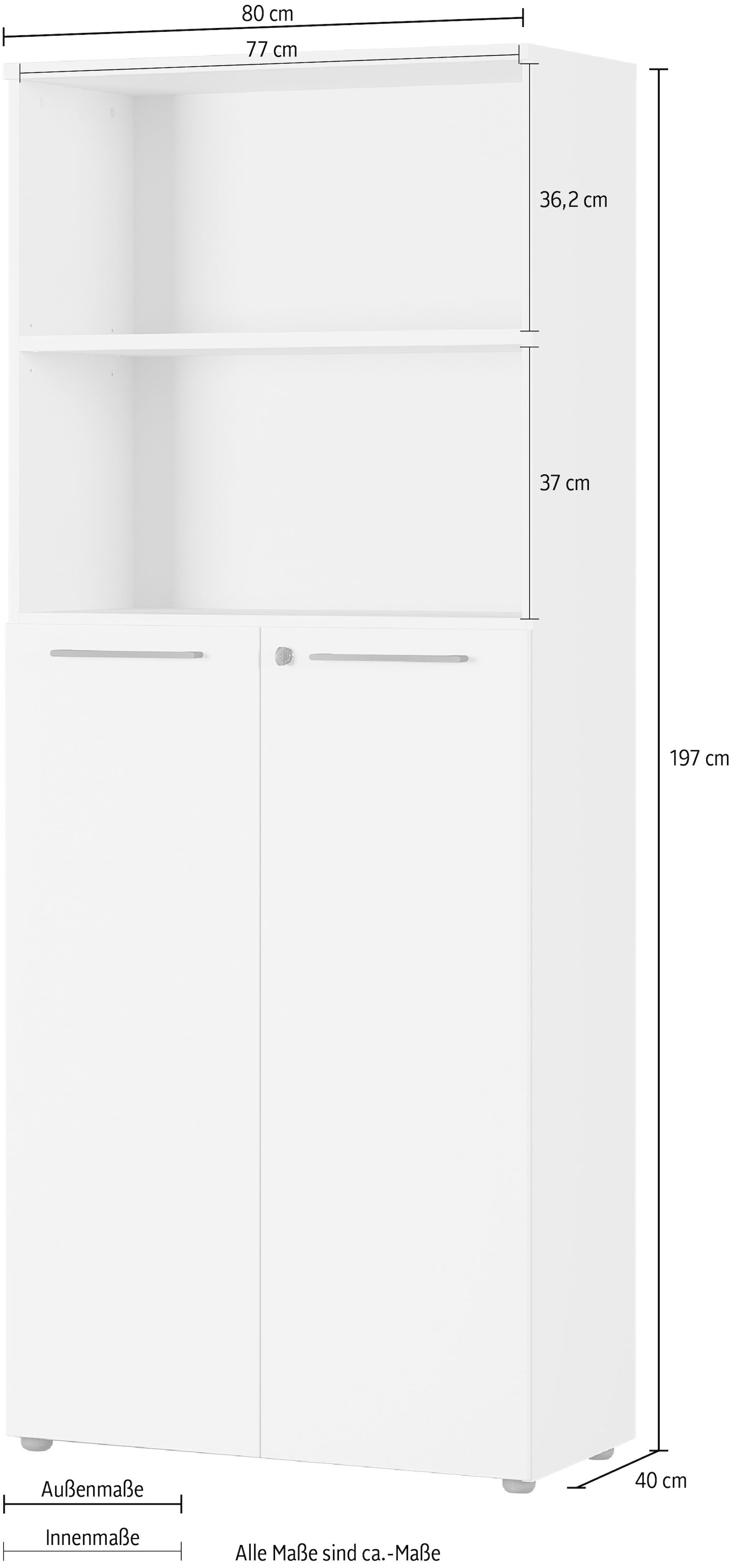 GERMANIA Aktenschrank »GW-Agenda, Mehrzweckschrank, abschließbar,«, optional mit 2 offenen Fächern, Maße 80x197 cm, Made in Germany