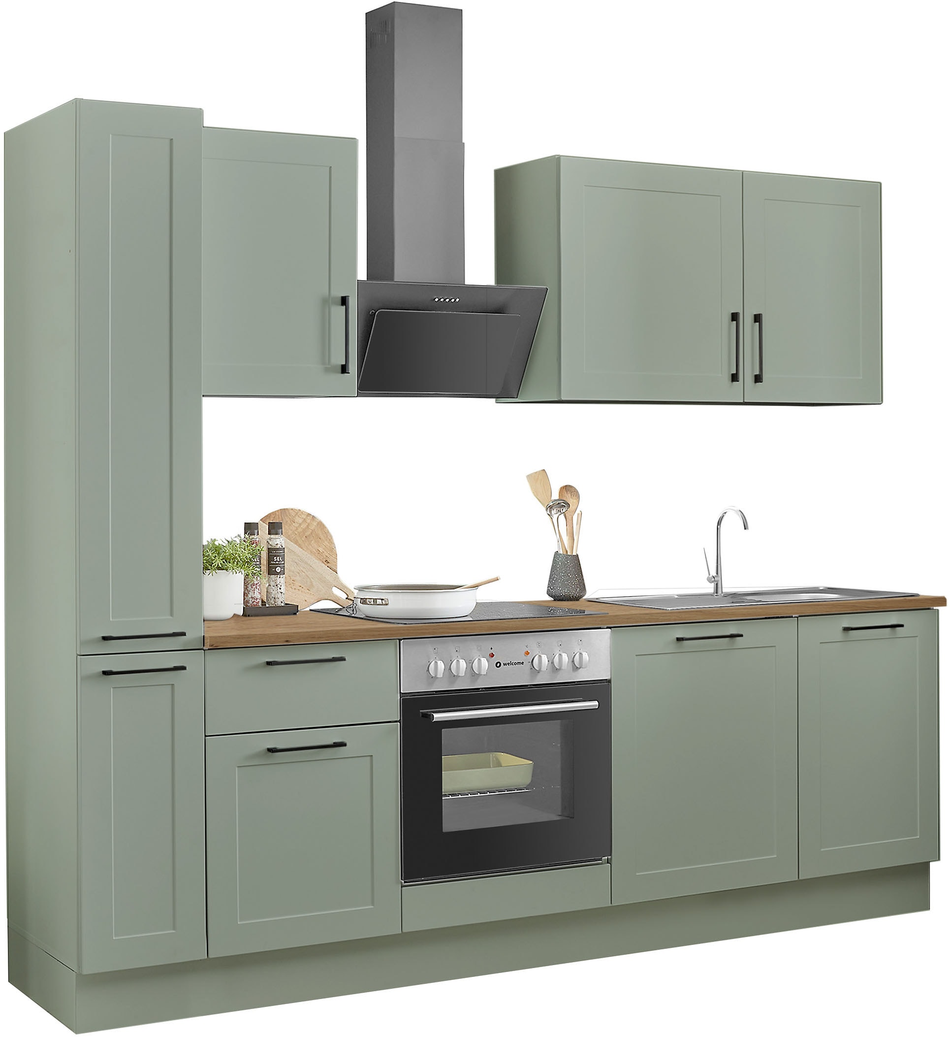 BASIC by Balculina Küchenzeile »Marsi« Breite 250 cm, wahlweise mit E-Geräten, Soft-Close-Funktion