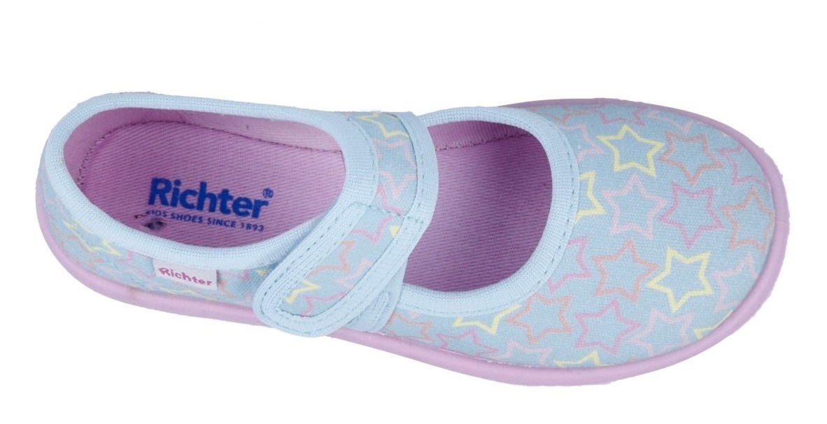 Richter Hausschuh »Mia WMS: Mittel«, Klettschuh mit pastellfarbenem Print, Größenschablone zum Download