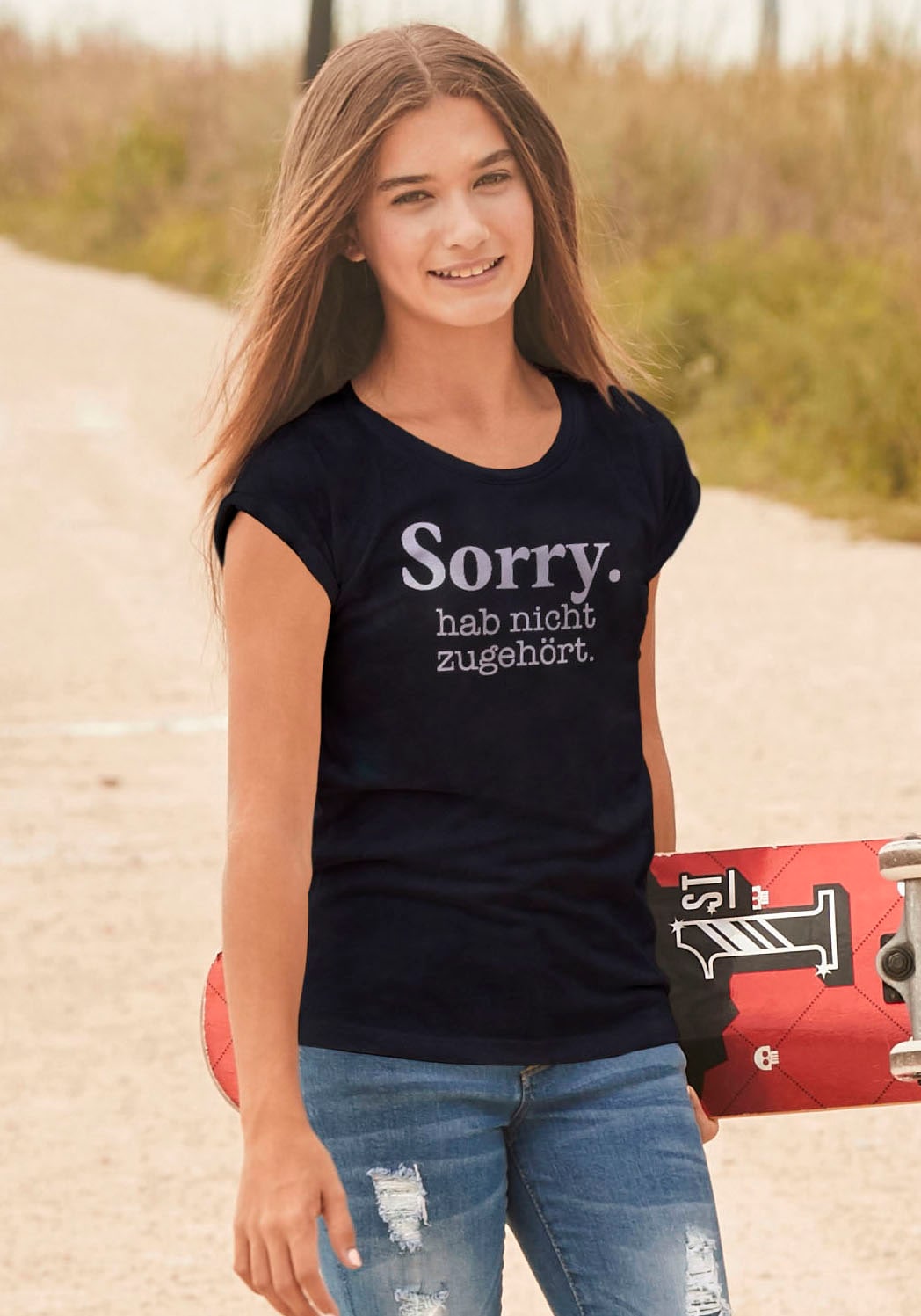 KIDSWORLD T-Shirt »Sorry. weiter in zugehört.«, bei ♕ hab Form nicht legerer