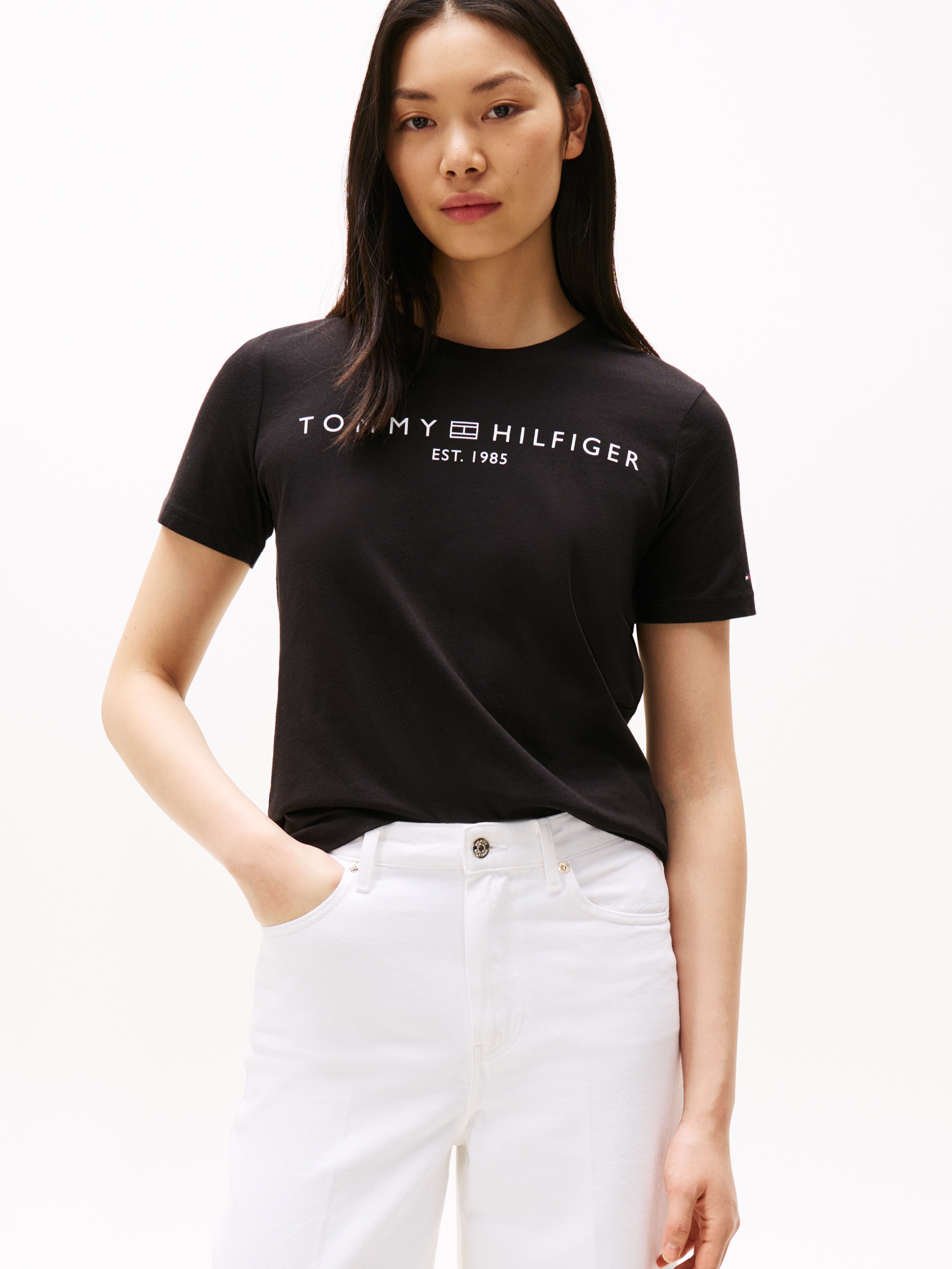 Tommy Hilfiger T-Shirt »REG CORP LOGO C-NK SS«, mit Logoschriftzug
