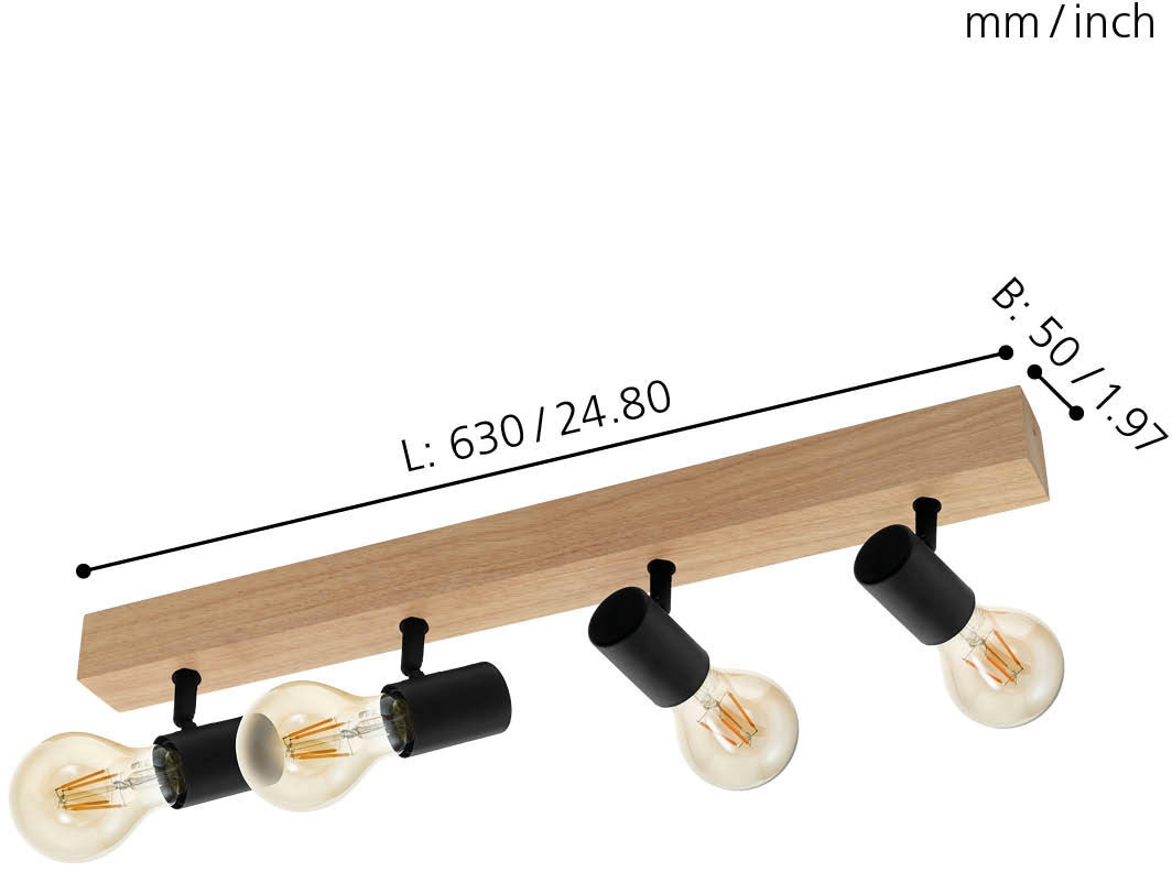 EGLO Deckenspot »TOWNSHEND 3« E27 Spot, Wohnzimmerlampe, Flur, L63 x B5 cm, 4X60W exkl.