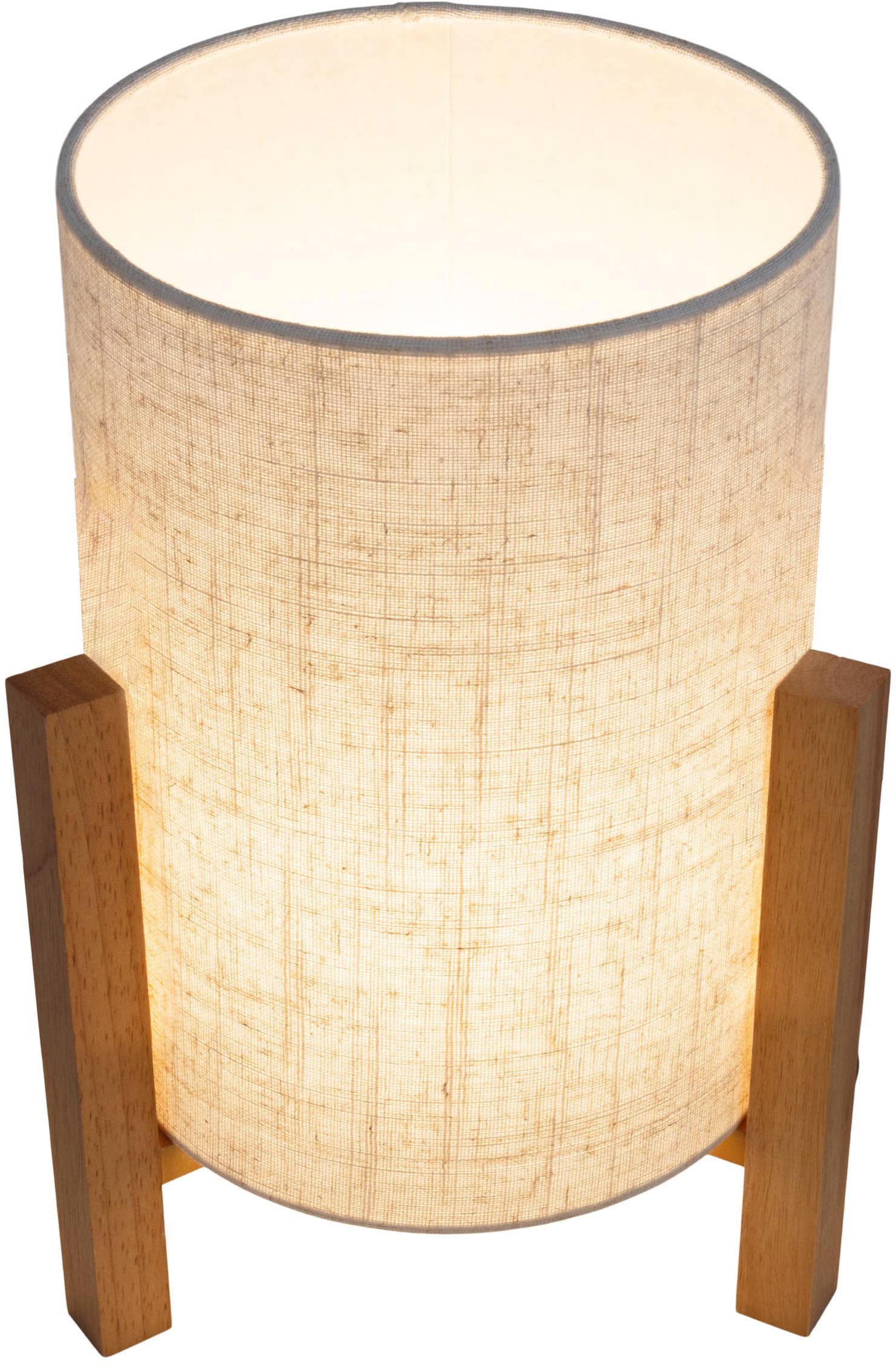 näve Tischleuchte »Matida«, 1 flammig, Leuchtmittel E27 | ohne Leuchtmittel, 1xE27 exkl., Holzgestell, Textilschirm natur, H: ca. 52cm, D: ca. 22cm